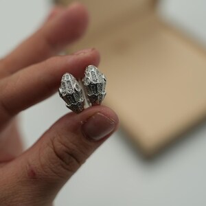 white eyes Serpenti earrings 925 silver 18k white gold plated earrings viper earrings