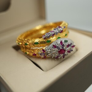 Pink rainbow Cz snake head bangle viper bracelet 925 silver 18k gold plated Serpenti bracelet