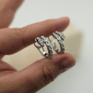 Serpenti Hoop earrings 925 silver 18k white gold plated earrings studs back