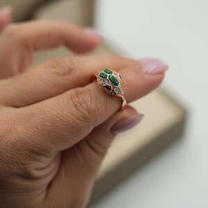Malachite cz snake head ring viper ring serpenti ring 925 silver 18k gold plated