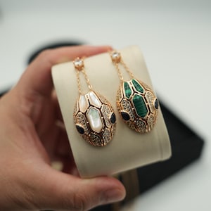 Serpenti necklace snake head necklace viper necklace 925 silver 18k rose gold plated