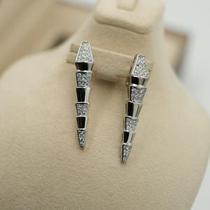 CZ Serpenti earrings 925 silver 18k white  gold plated earrings viper earrings