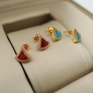 CZ diva earrings 925 silver 18k gold plated earrings studs back