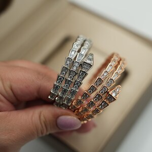 Double Raw CZ serpenti  bangle viper bracelet Serpenti bracelet