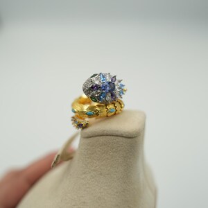 rainbow cz snake head ring viper ring serpenti ring 925 silver 18k gold plated