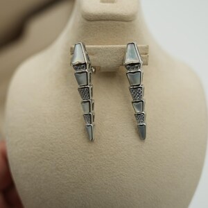 Mother of pearl Serpenti earrings 925 silver 18k white gold plated earrings viper earrings
