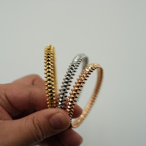 Spiked bangle bracelet 925 silver 18k gold plated bracelet