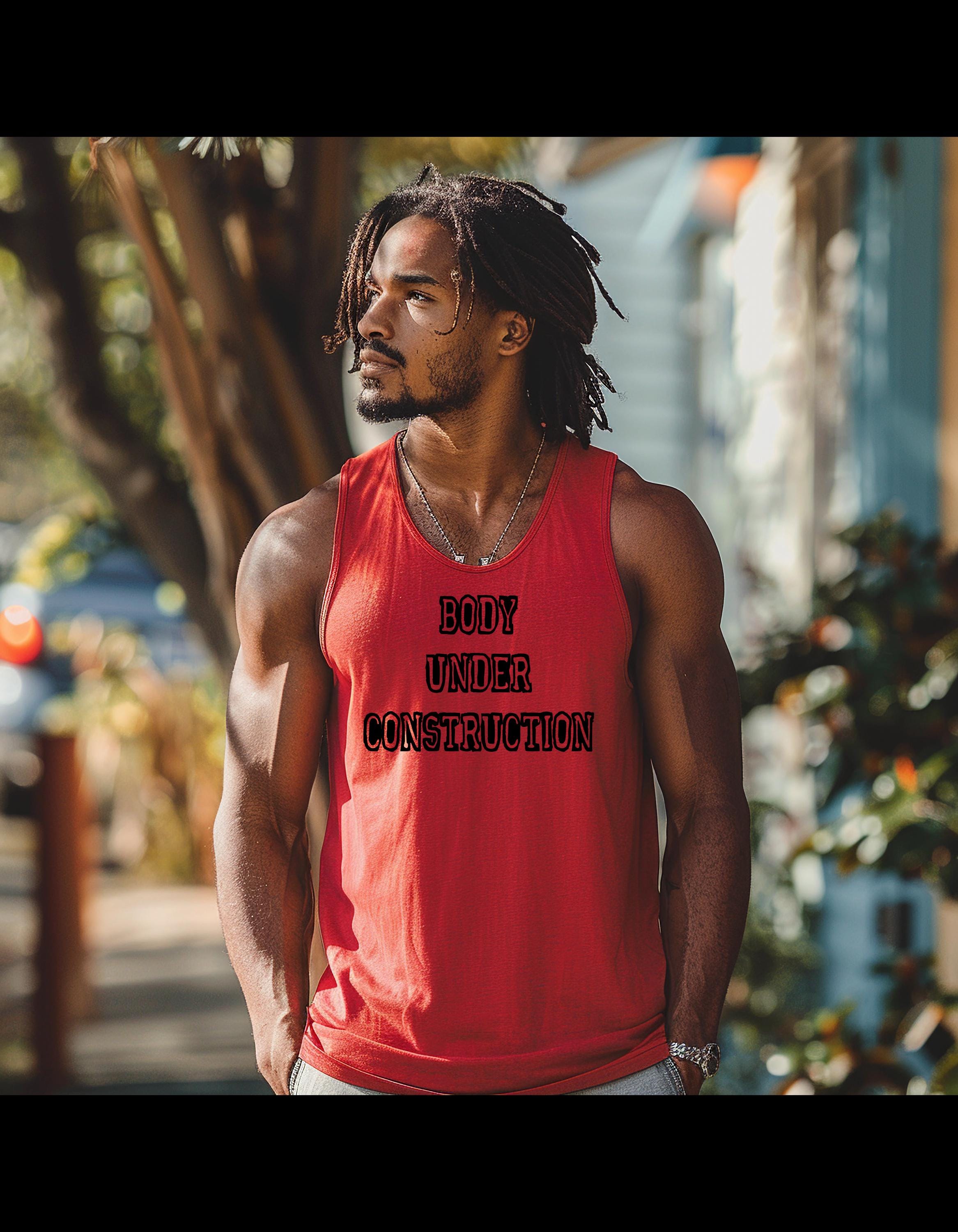 Body Under Construction Unisex Jersey Tank, Motivational Workout Shirt, Gym Tank Top, Fitness Apparel, Gift for Trainers, Summer Style - Thumbnail 5