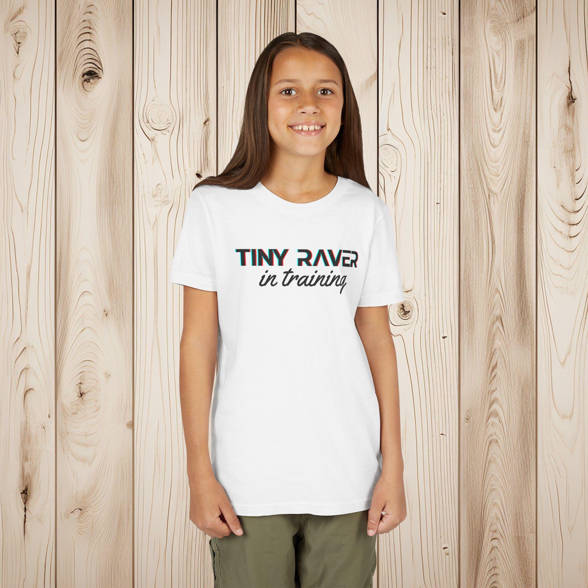 Tiny Raver in Training Youth T-Shirt, Bella Canvas 3001Y Kids Rave Shirt, Funny EDM Festival Clothing for Kids, Music Lover Outfit