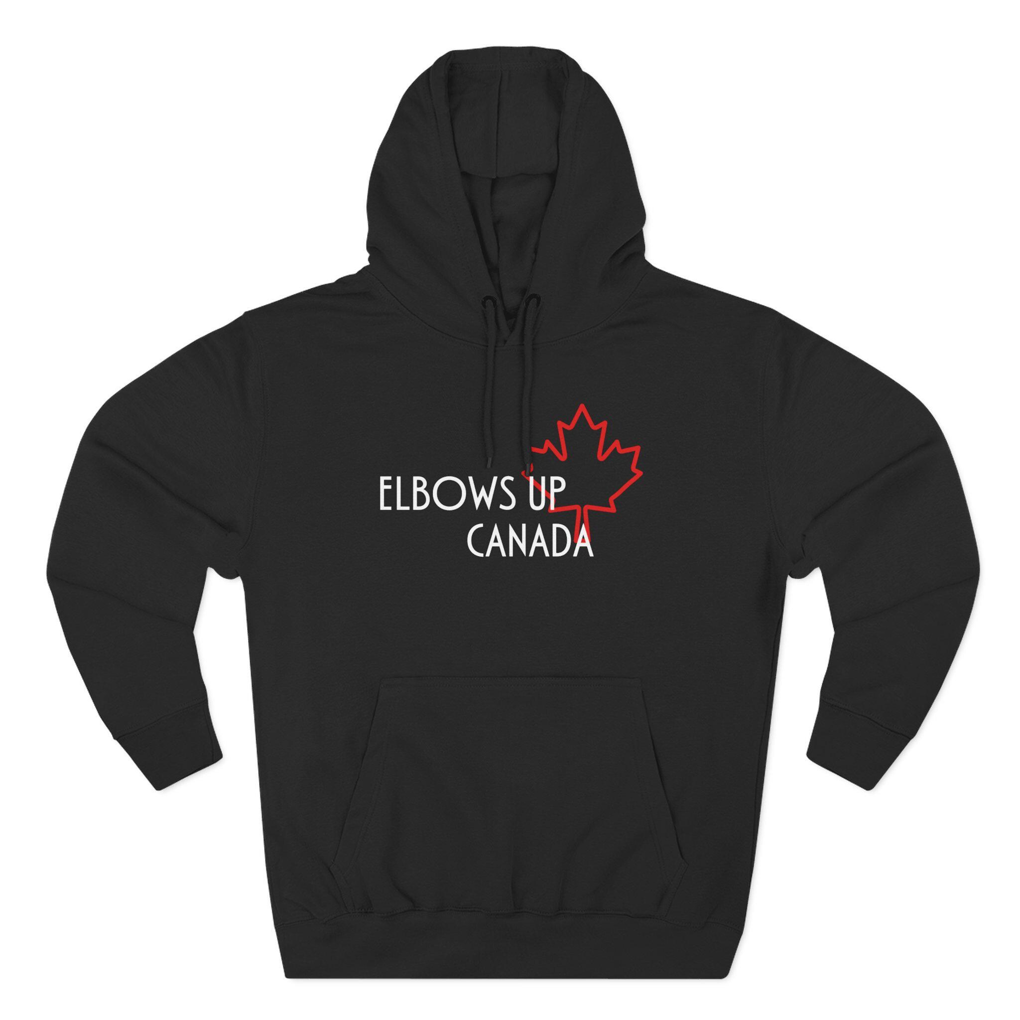 Elbows Up Canada Fleece Hoodie, Cozy Sweatshirt, Great for Canada Day, Gift for Canadians, Travel Hoodie, Thanksgiving Apparel - Thumbnail 3