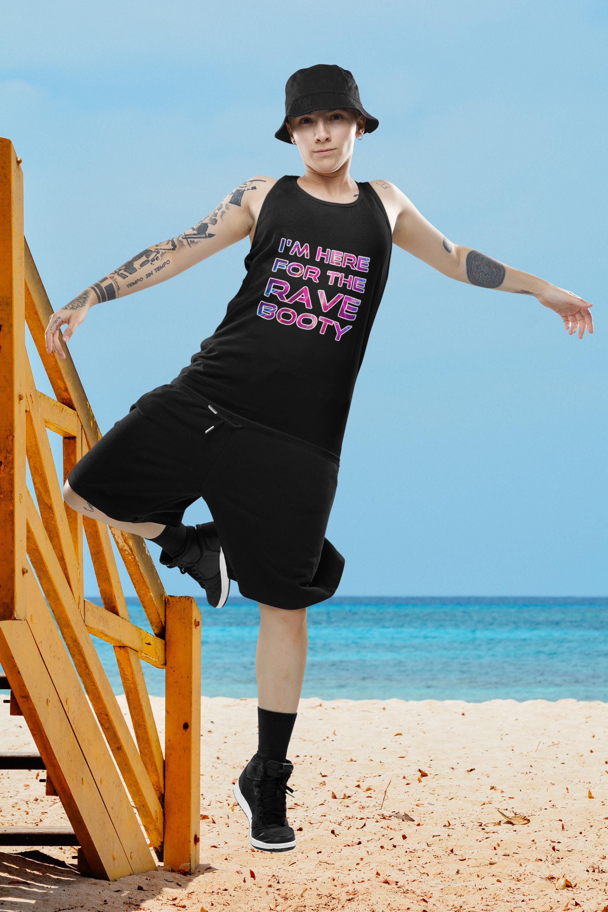 Imm Here for the Rave Booty Tank Top | Bella Canvas 3480 Festival Shirt | Funny EDM Unisex Rave Tank | Party Outfit for Bass Lovers - Thumbnail 5