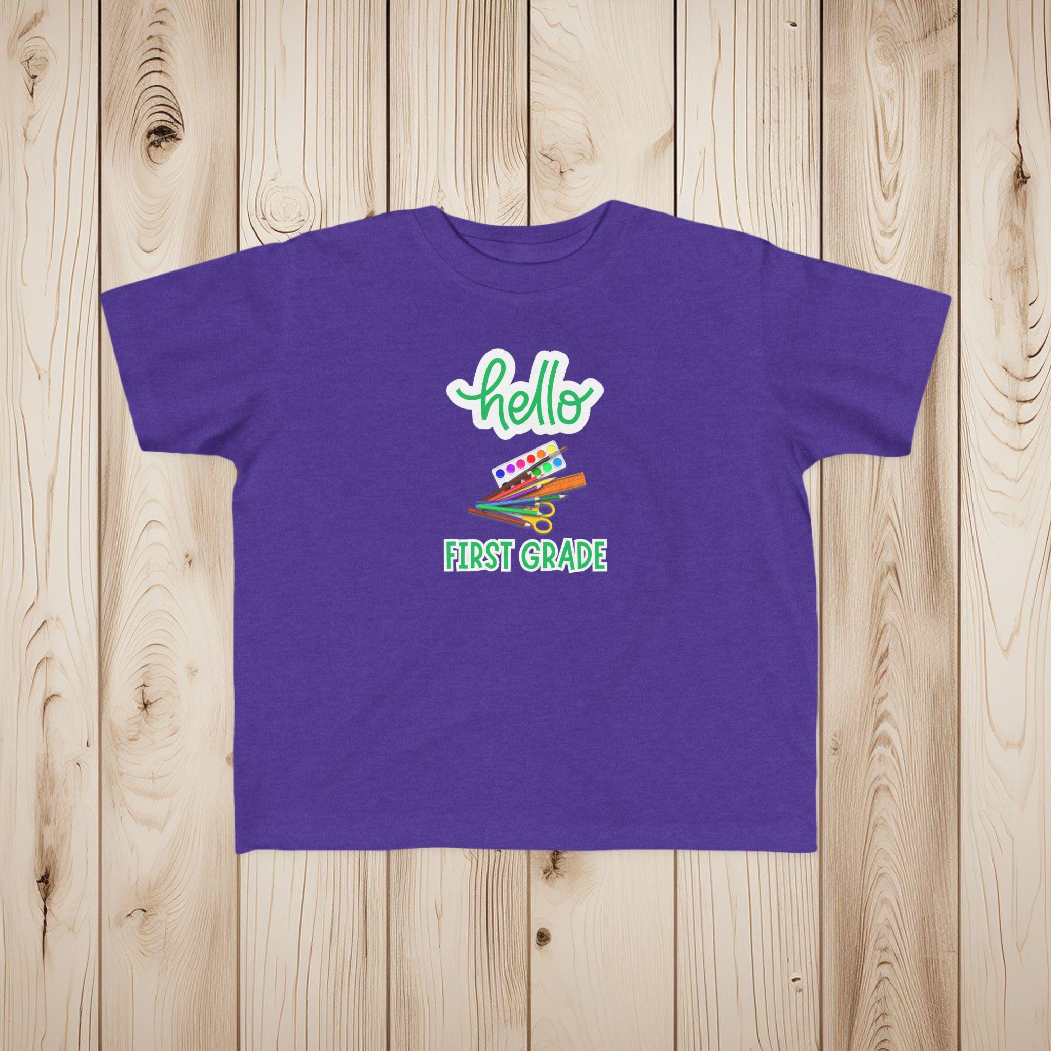 Hello First Grade Shirt, Personalized Back to School or daycare Toddler, Custom Rabbit Skins 3321 Tee, First Day of School Shirt - Thumbnail 6