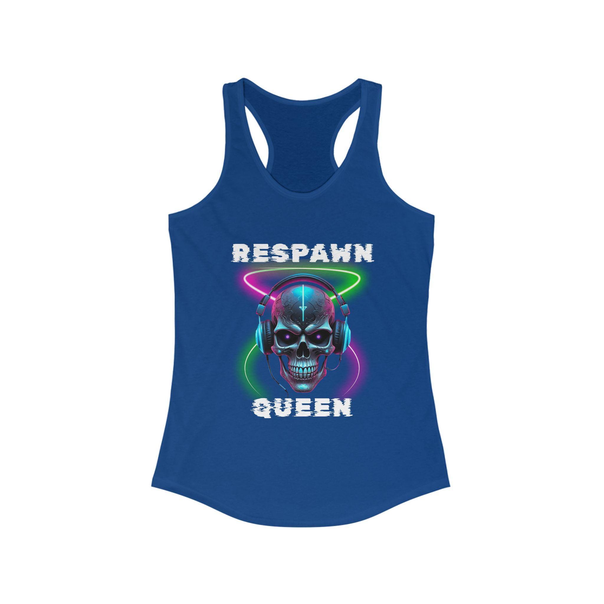 Respawn Queen Tank Racerback Top - Gamer Girl Graphic Shirt, Funny Gaming & Workout Tank, Cute Nerdy Video Game Aesthetic - Thumbnail 5