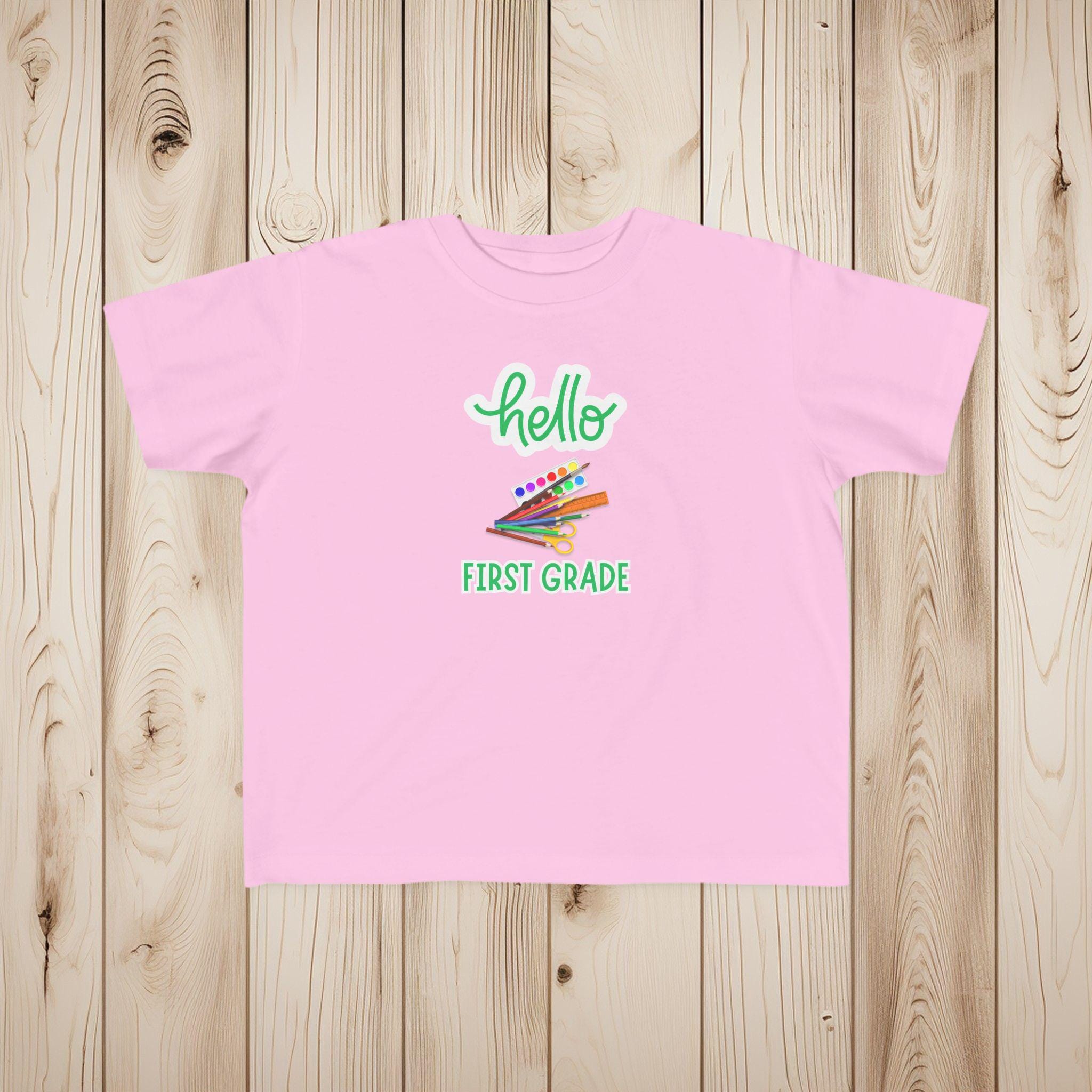 Hello First Grade Shirt, Personalized Back to School or daycare Toddler, Custom Rabbit Skins 3321 Tee, First Day of School Shirt - Thumbnail 7