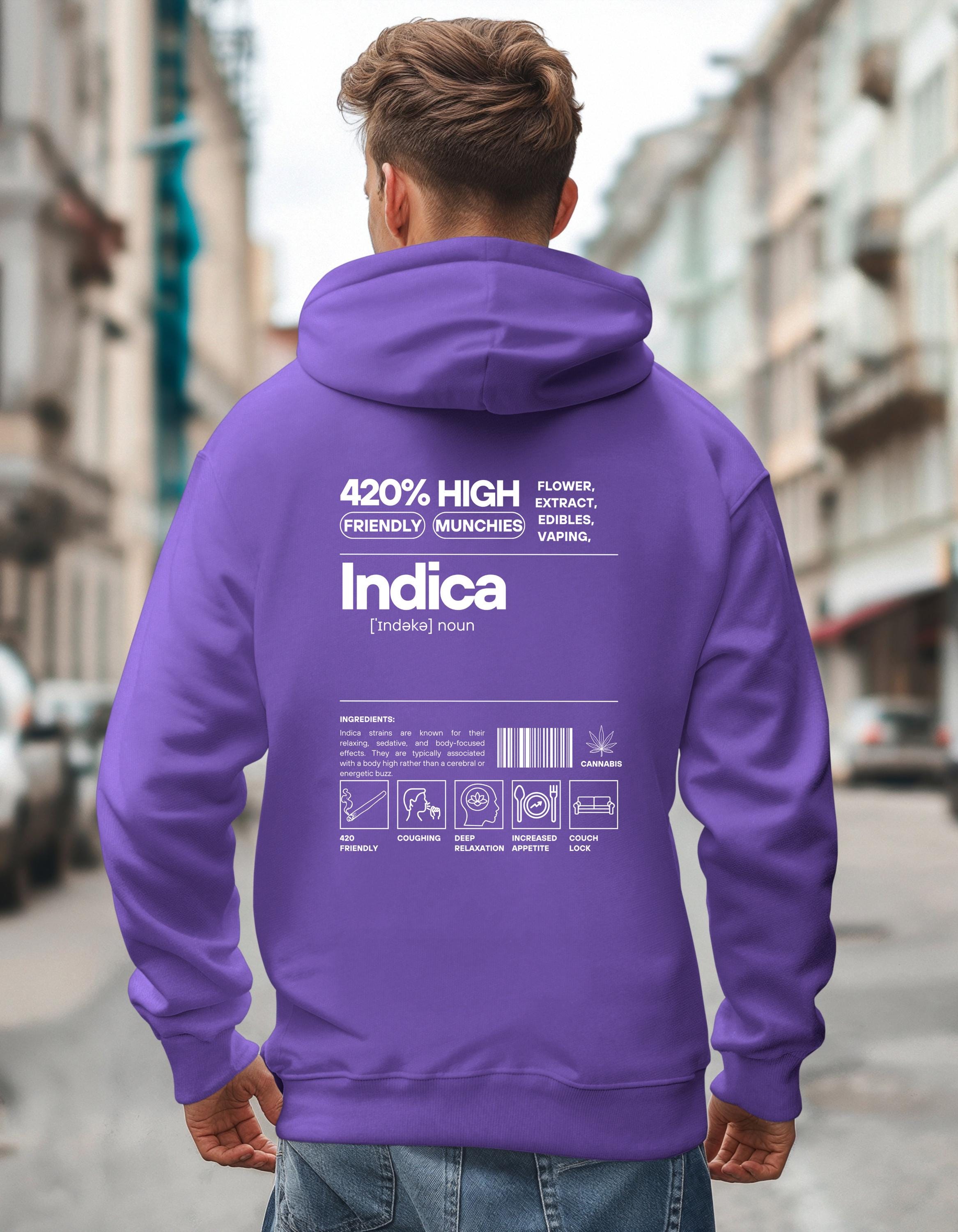 Indica Hoodie Chill Vibes Cannabis Sweatshirt | Gildan 18500 Weed Pullover | Marijuana Stoner Gift 420 Relaxed Outfit - Thumbnail 4