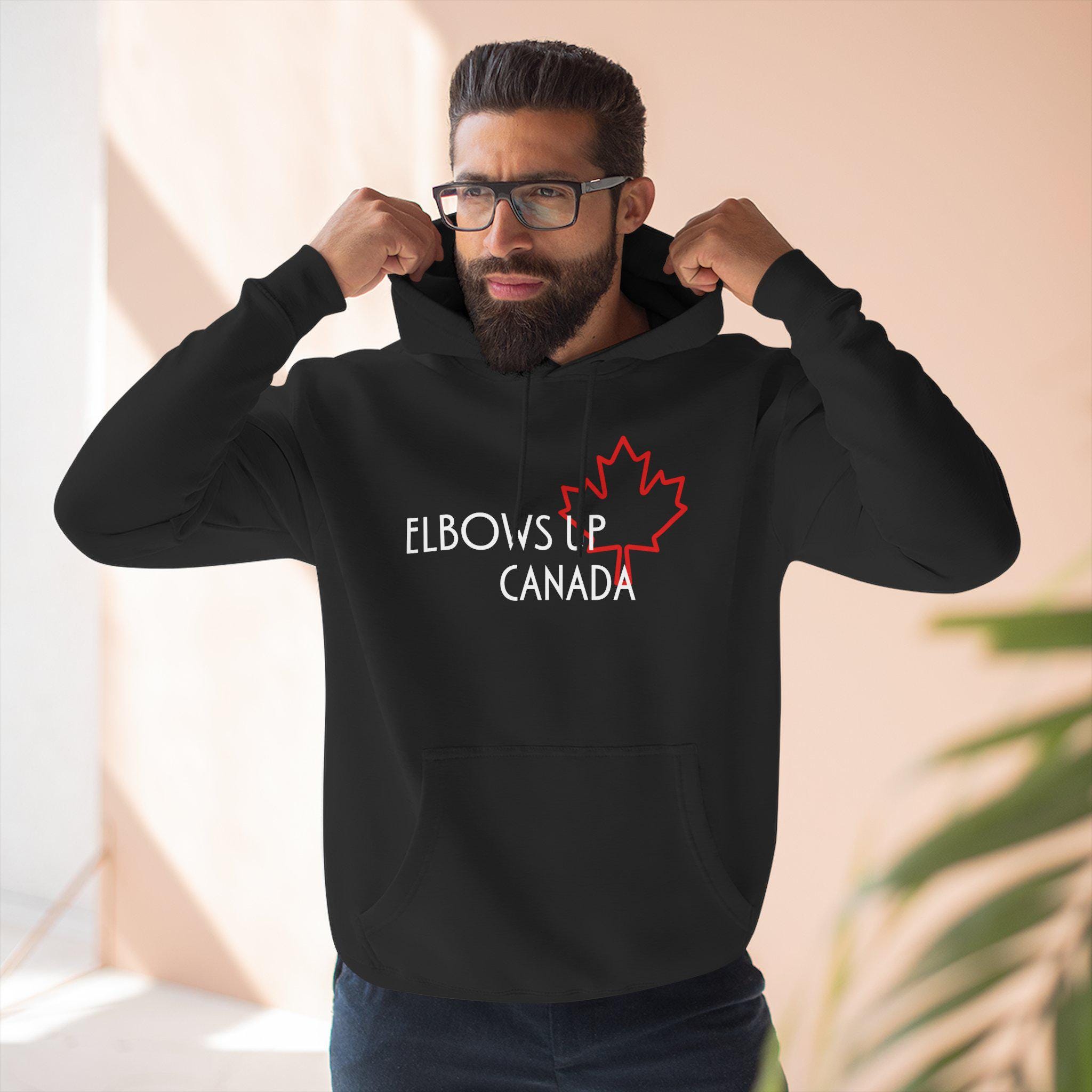 Elbows Up Canada Fleece Hoodie, Cozy Sweatshirt, Great for Canada Day, Gift for Canadians, Travel Hoodie, Thanksgiving Apparel - Thumbnail 2