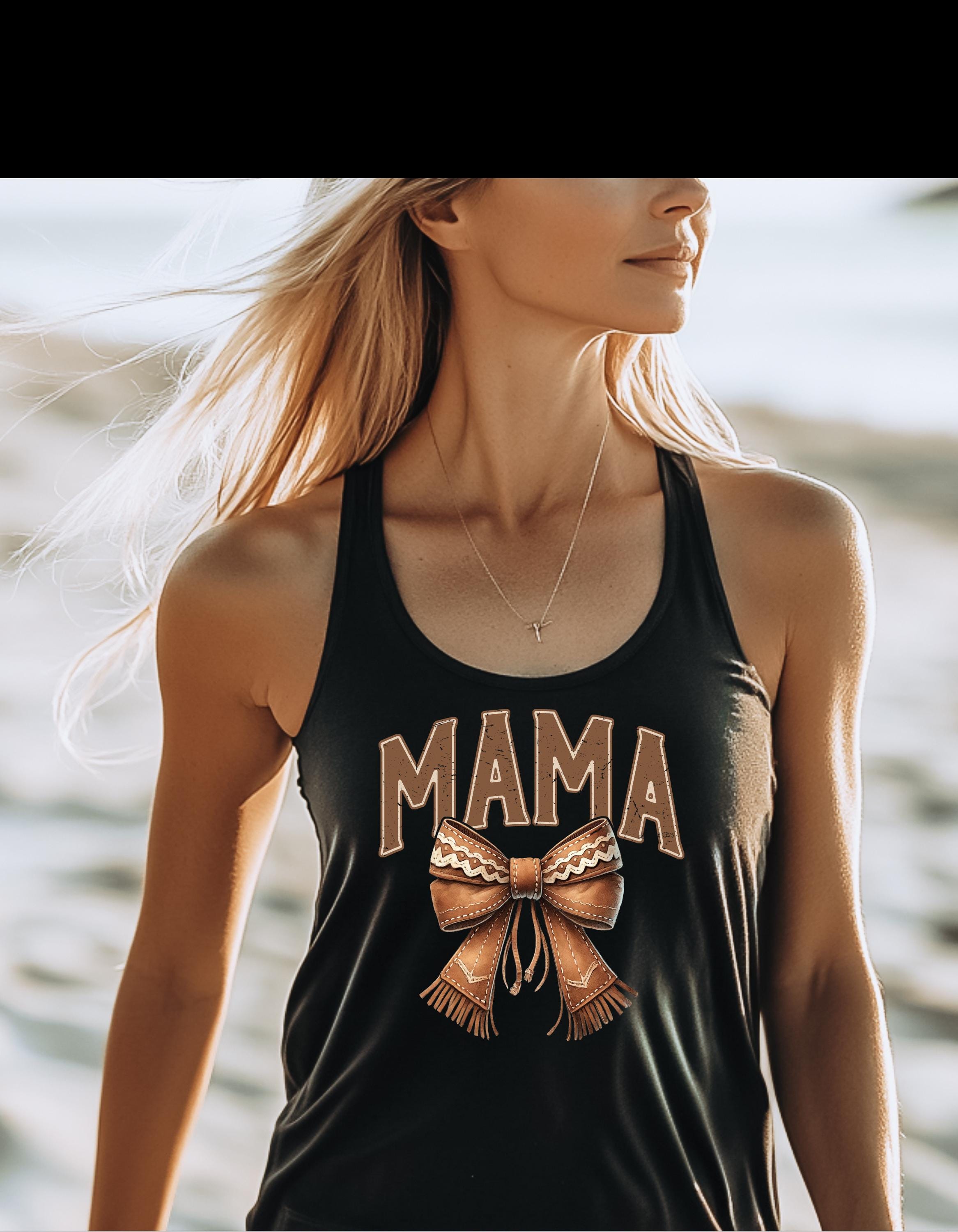 Country Mama Shirt - Bow Graphi by Southern T-Shirt, Cowgirl Mom Outfit, Country Aesthetic Mom Life Tee - Thumbnail 5