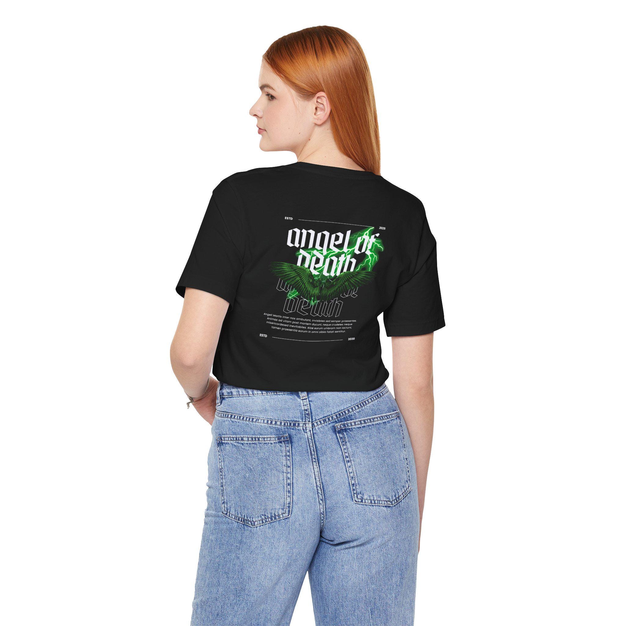 Angel of Death Graphic Tee - Unisex Short Sleeve Shirt, Cool Casual Wear, Goth Fashion, Unique Gift, Spirit Shirt