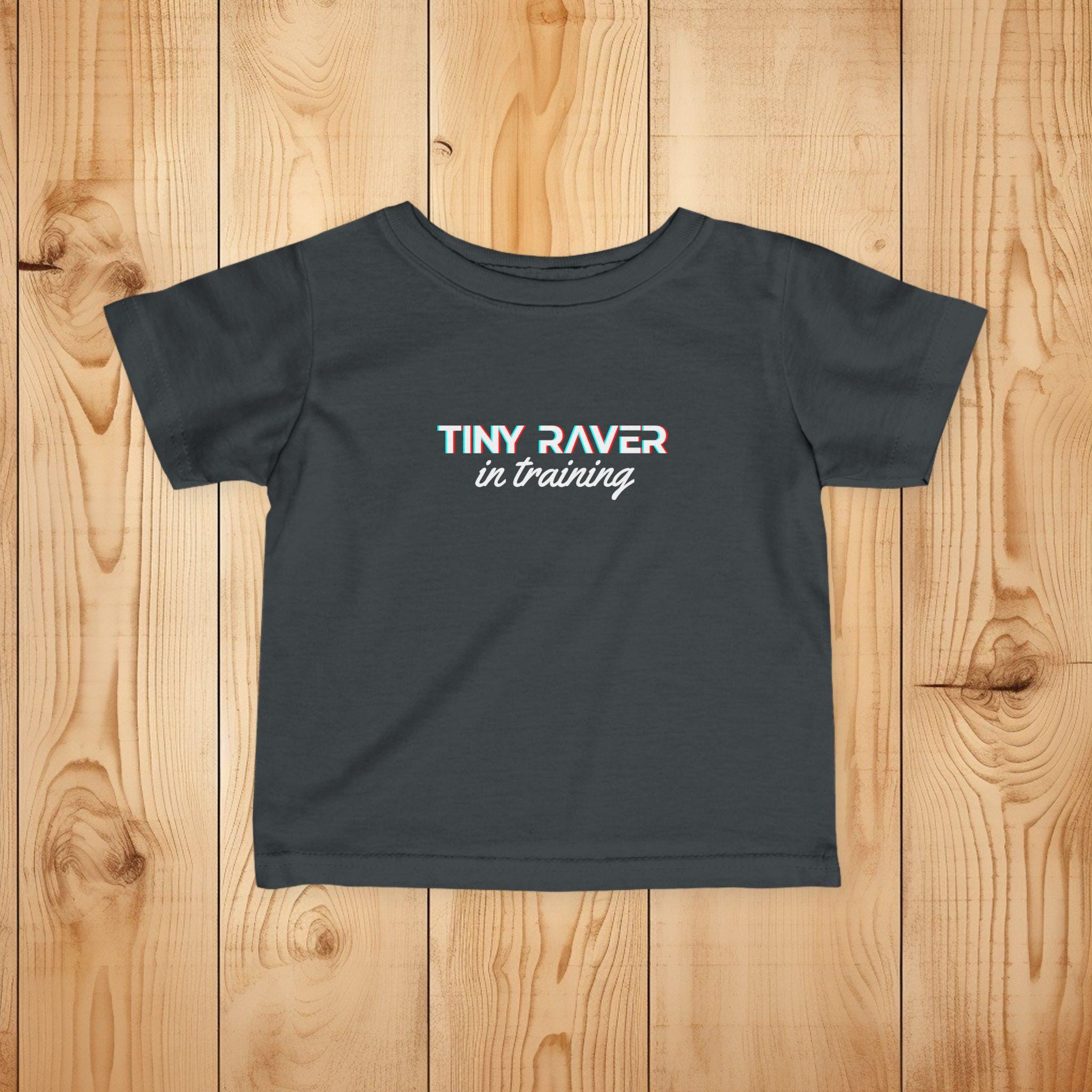 Tiny Raver in Training Infant T-Shirt, Rabbit Skins 3322 Baby Rave Shirt, EDM Baby Clothes, Funny Raver Baby Tee, Music Festival Baby Outfit - Thumbnail 3