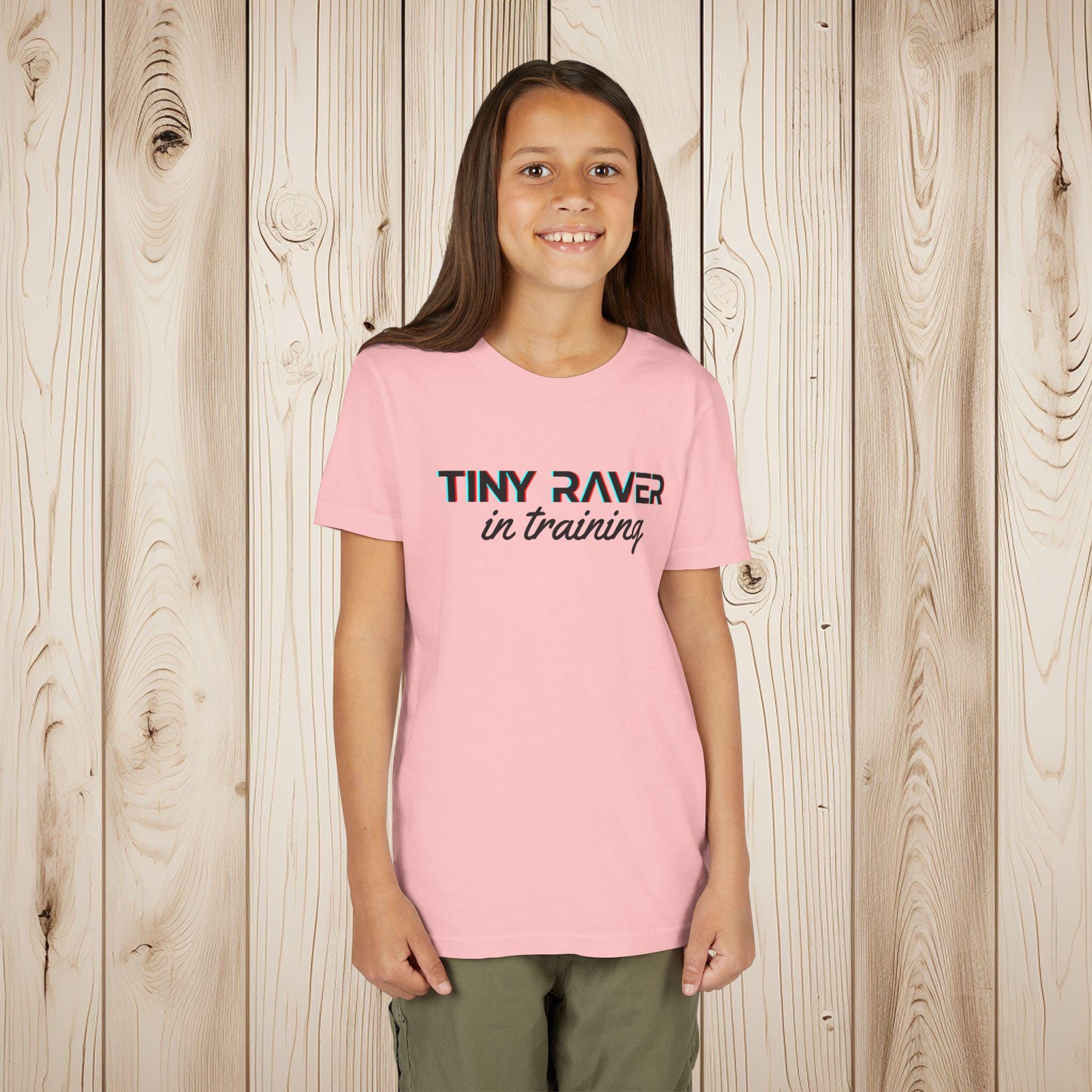 Tiny Raver in Training Youth T-Shirt, Bella Canvas 3001Y Kids Rave Shirt, Funny EDM Festival Clothing for Kids, Music Lover Outfit - Thumbnail 5