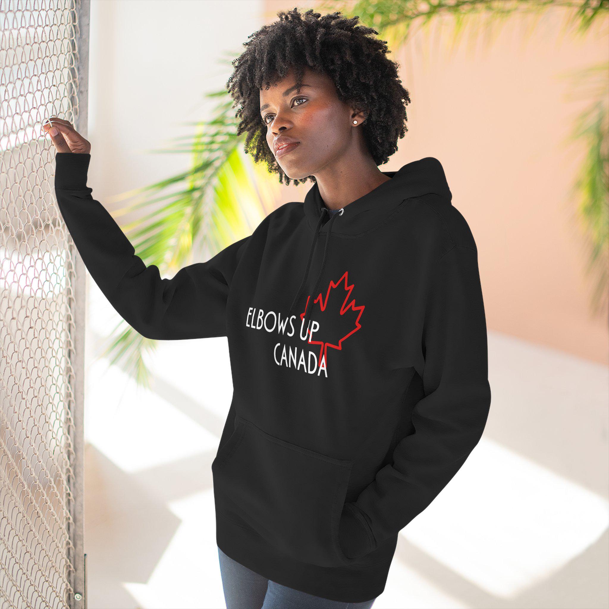 Elbows Up Canada Fleece Hoodie, Cozy Sweatshirt, Great for Canada Day, Gift for Canadians, Travel Hoodie, Thanksgiving Apparel - Thumbnail 7