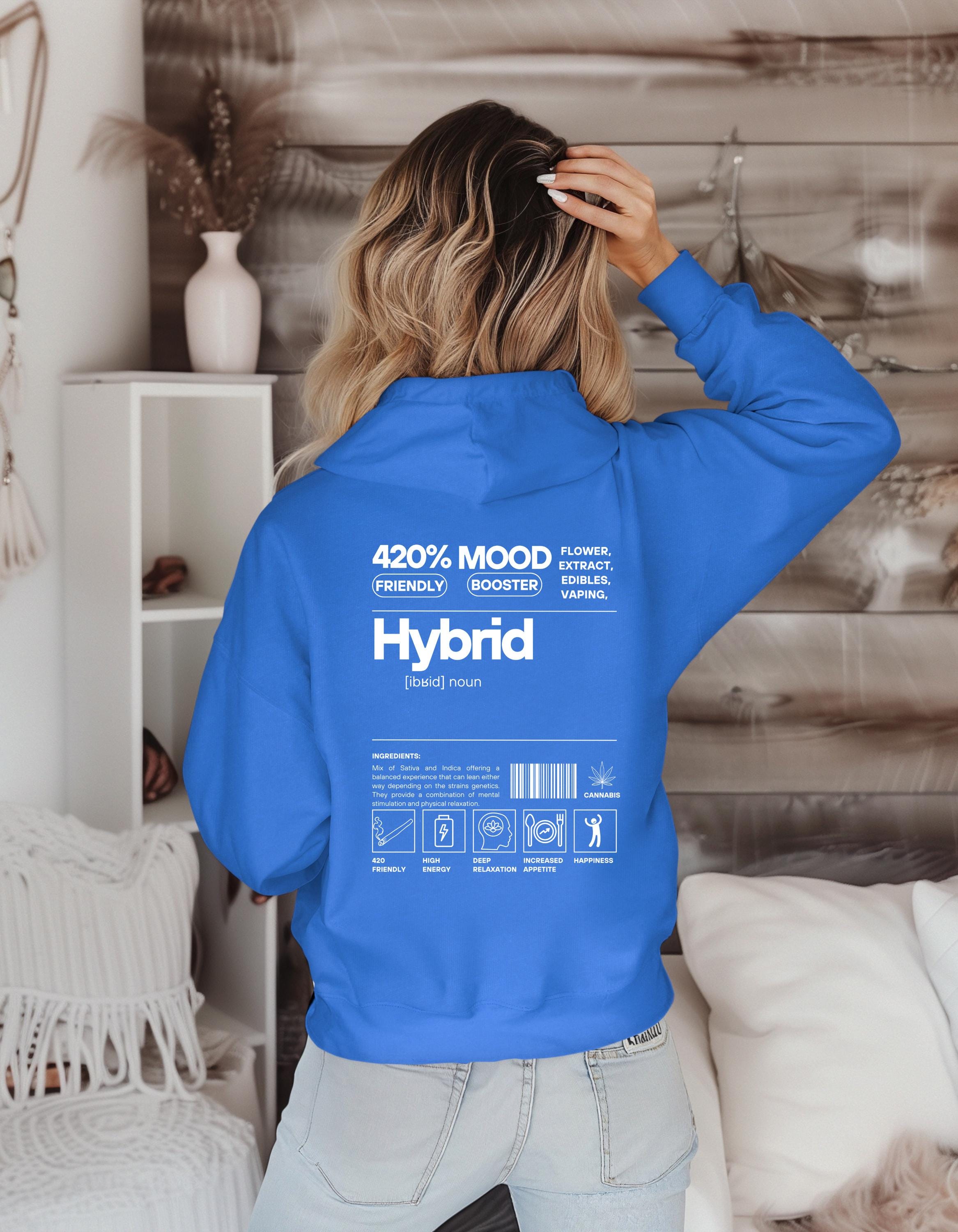 Hybrid Hoodie, Weed Streetwear Pullover | Gildan 18500 Hoodie | Cannabis Fashion | Stoner Gift, 420 Hybrid Strain Hoodie | Unisex Sweatshirt - Thumbnail 3