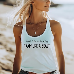 Motivational Gym Tank Top: Beauty and Beast Workout Shirt
