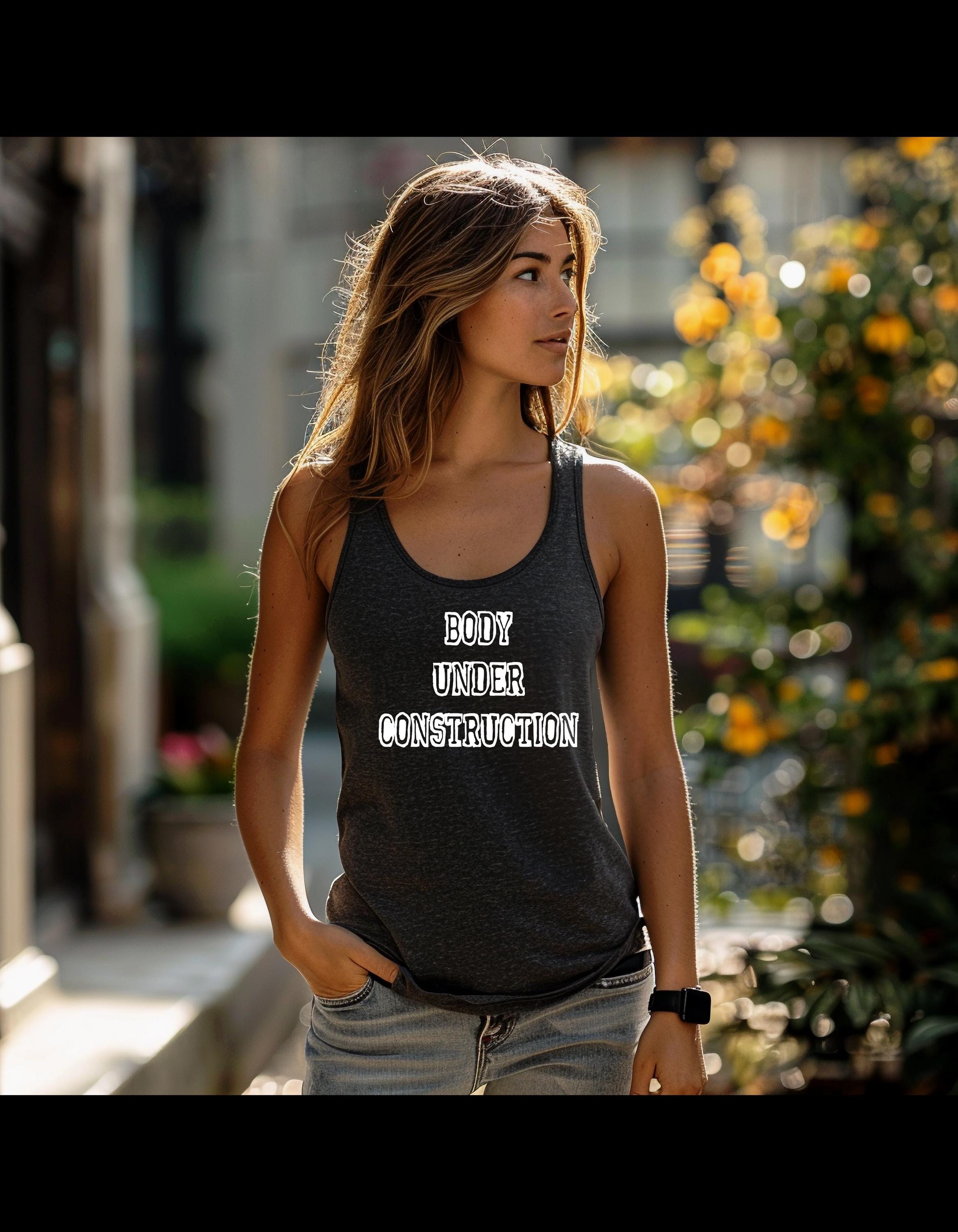 Body Under Construction Unisex Jersey Tank, Motivational Workout Shirt, Gym Tank Top, Fitness Apparel, Gift for Trainers, Summer Style - Thumbnail 3