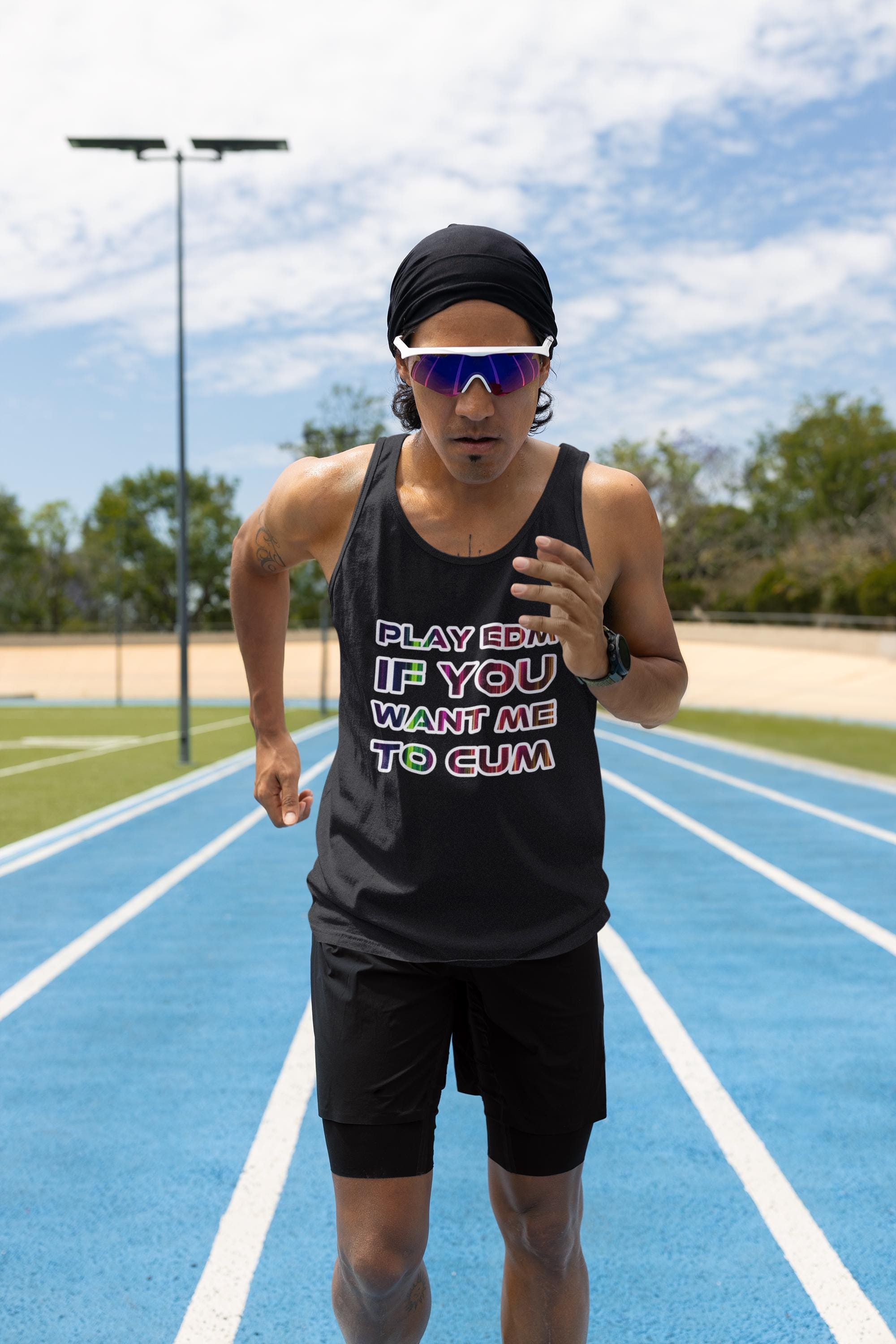 Play EDM If You Want Me to Cum in Color Tank Top | Bella Canvas 3480 Rave Shirt | Unisex Festival EDM Tank | Sexy Rave Graphic Top - Thumbnail 2