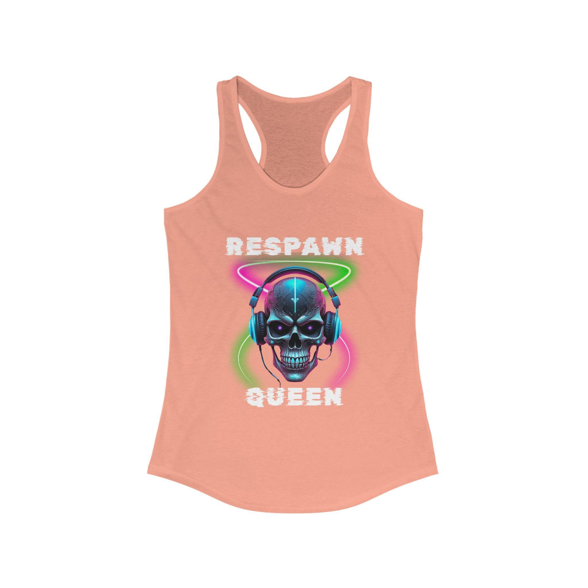 Respawn Queen Tank Racerback Top - Gamer Girl Graphic Shirt, Funny Gaming & Workout Tank, Cute Nerdy Video Game Aesthetic - Thumbnail 7