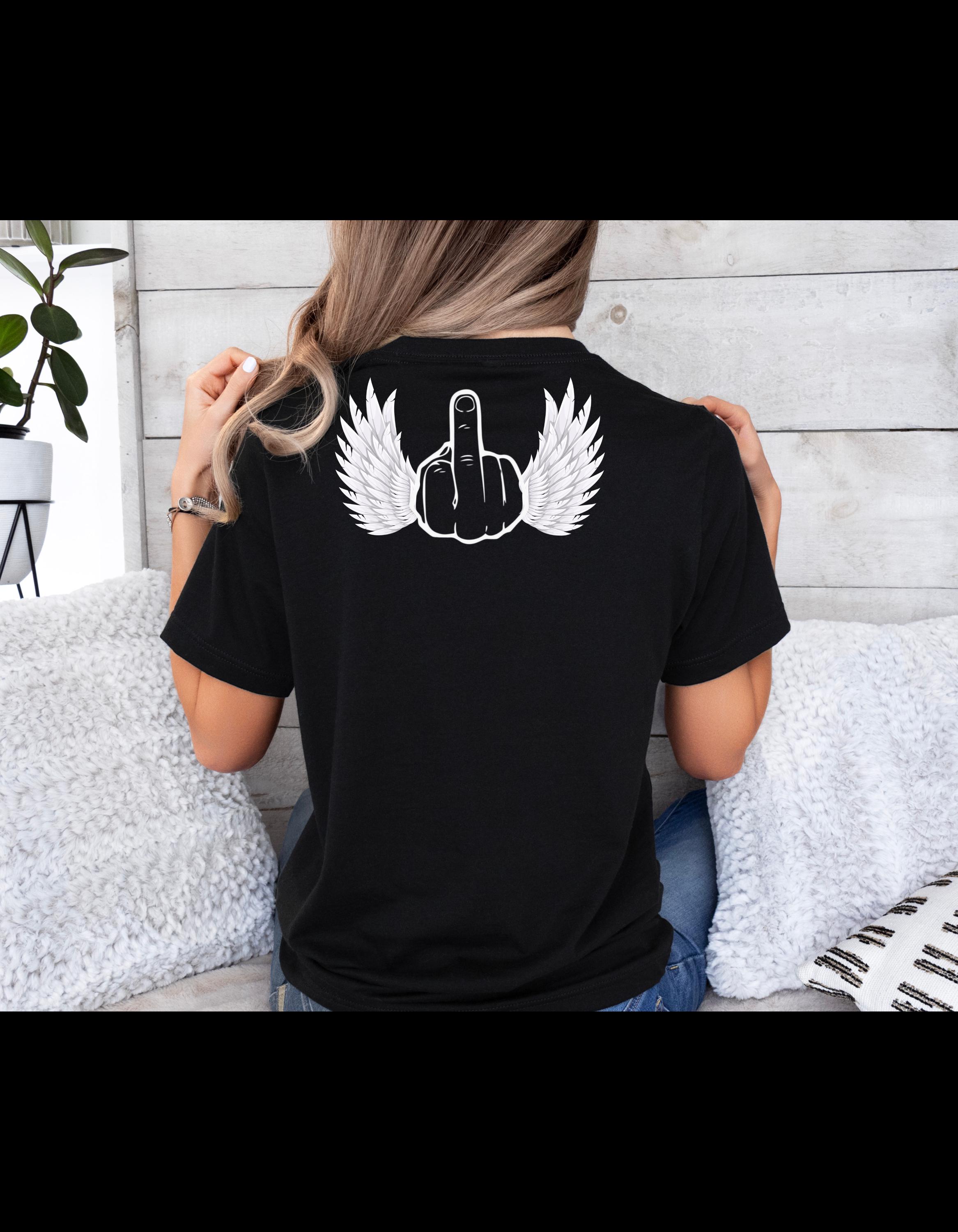 Last Flying Fuck Shirt - Funny Sarcastic Tee - Middle Finger Wings Graphic - Edgy Statement T-Shirt - Dark Humor Gift - Thumbnail 5