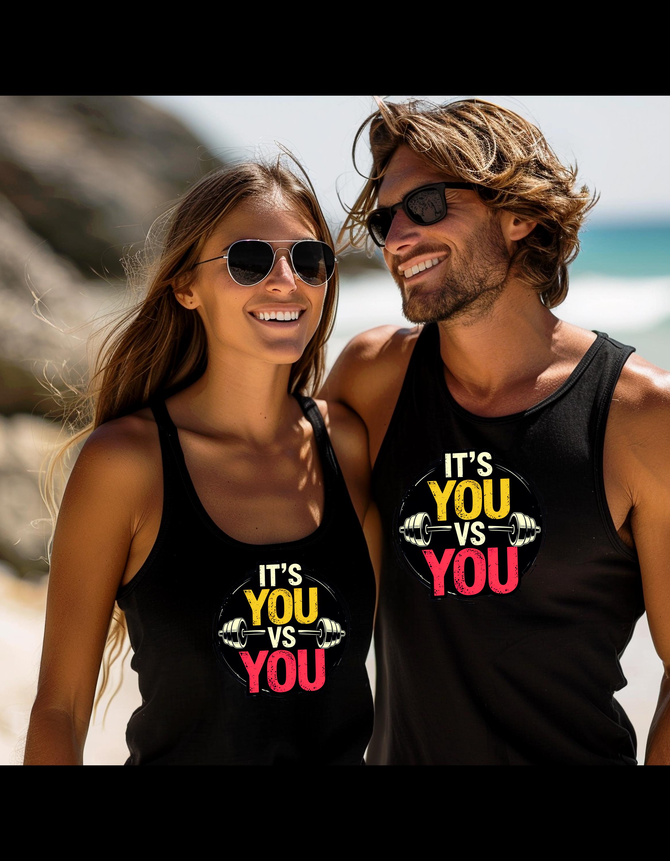 Motivational Fitness Tank Top | Gym Wear, Workout Apparel, Weightlifting Shirt, Activewear for Men & Women, It's You vs You - Thumbnail 3