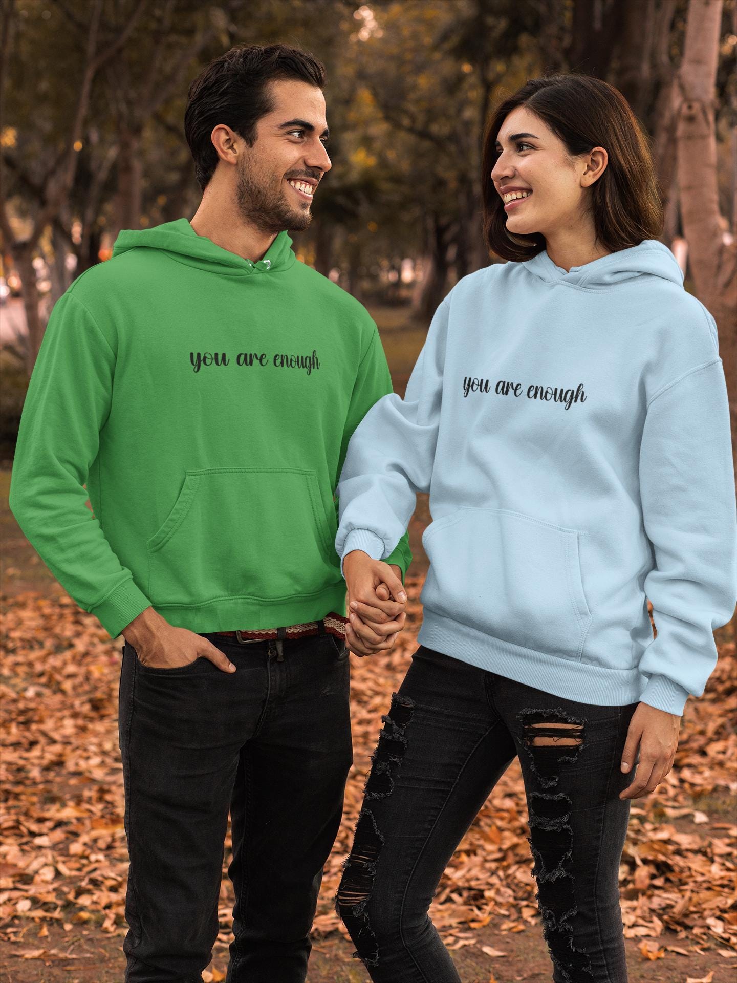 You Are Enough Hoodie with Back Message | Mental Health & LGBTQ+ Affirmation Sweatshirt | Gildan 18500 Unisex Hoodie Gift - Thumbnail 6