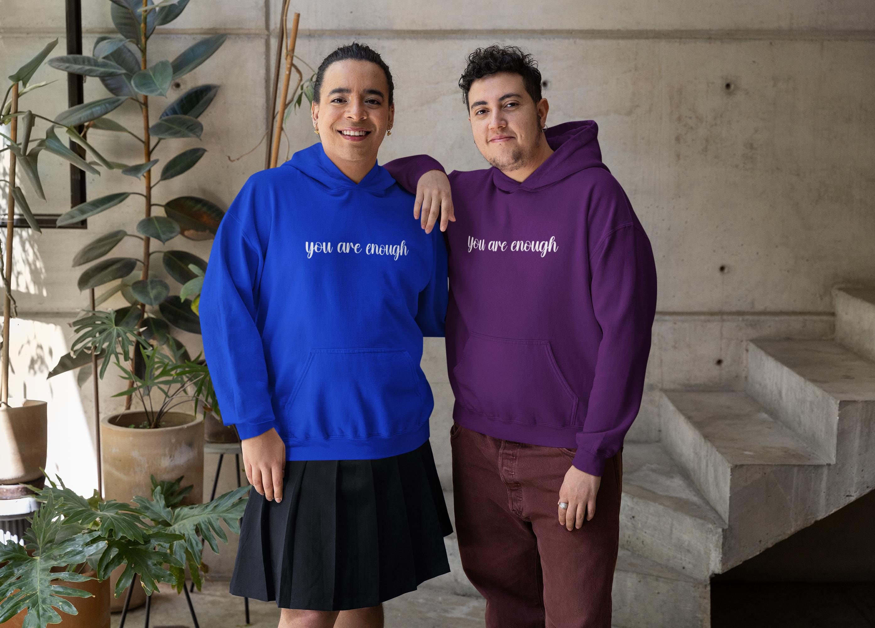 You Are Enough Hoodie with Back Message | Mental Health & LGBTQ+ Affirmation Sweatshirt | Gildan 18500 Unisex Hoodie Gift - Thumbnail 5
