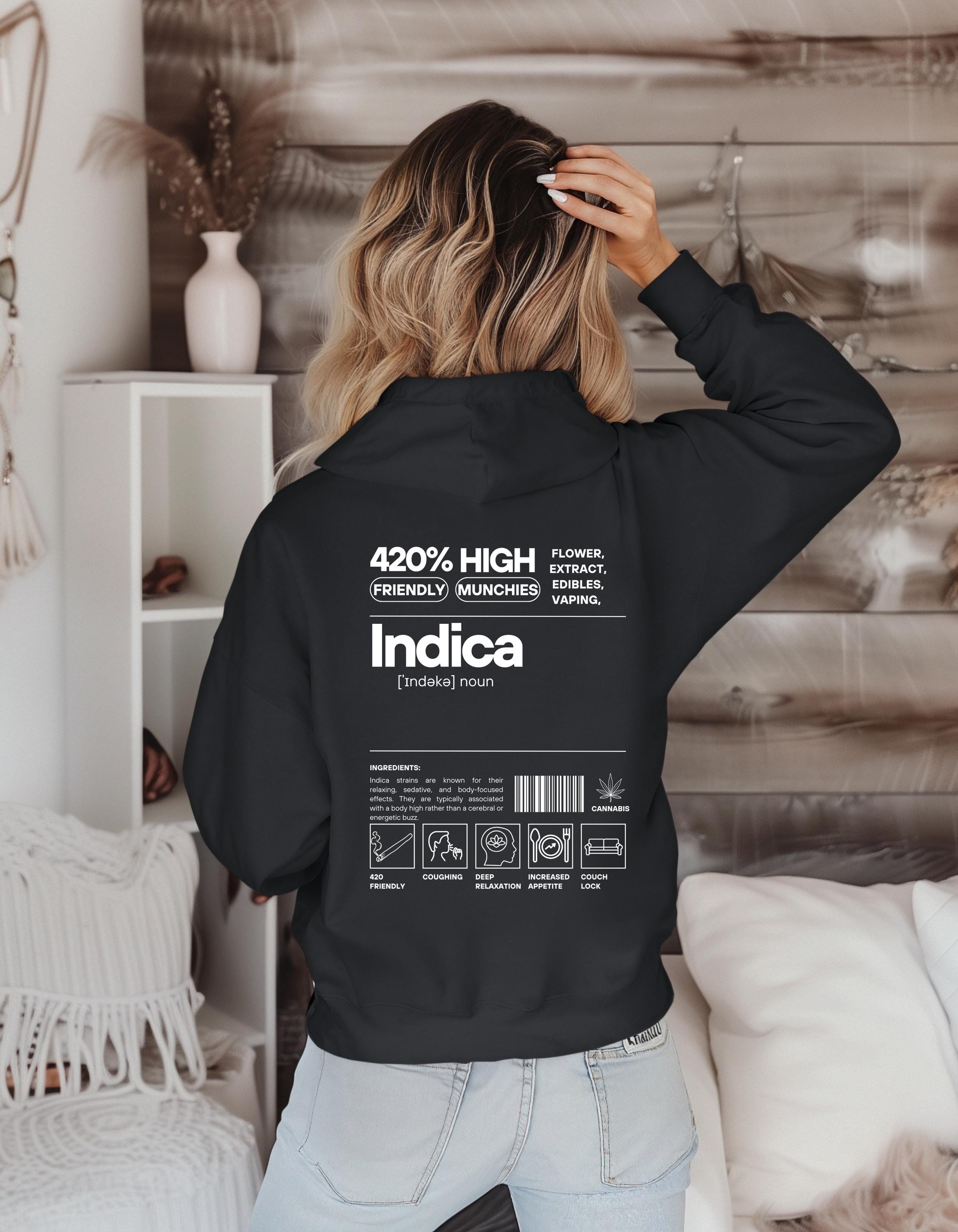Indica Hoodie Chill Vibes Cannabis Sweatshirt | Gildan 18500 Weed Pullover | Marijuana Stoner Gift 420 Relaxed Outfit - Thumbnail 2