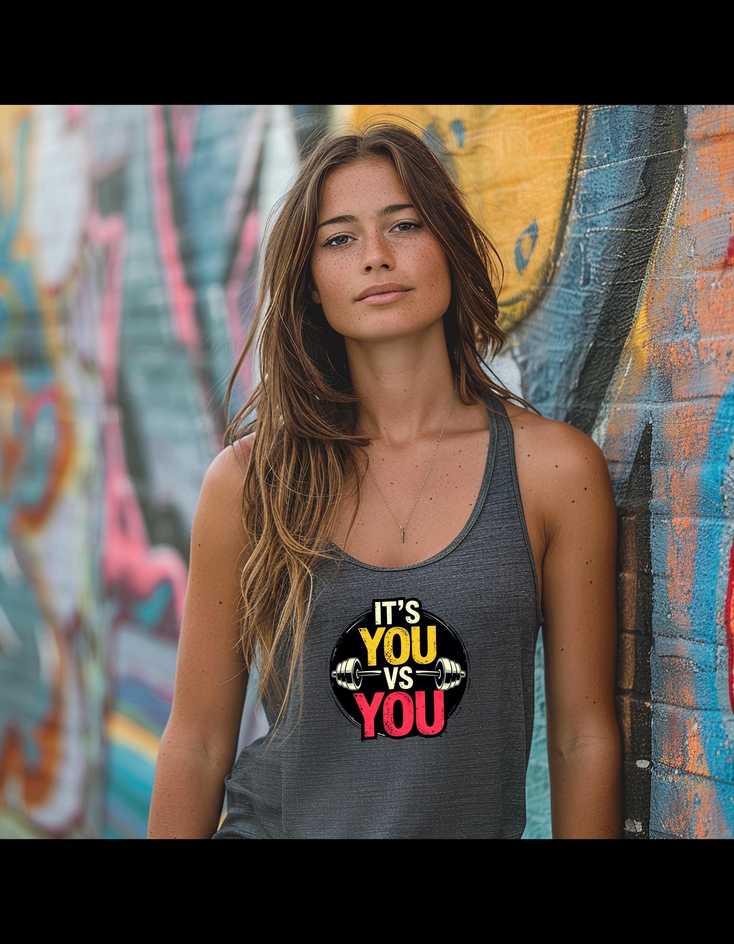 Motivational Fitness Tank Top | Gym Wear, Workout Apparel, Weightlifting Shirt, Activewear for Men & Women, It's You vs You - Thumbnail 7