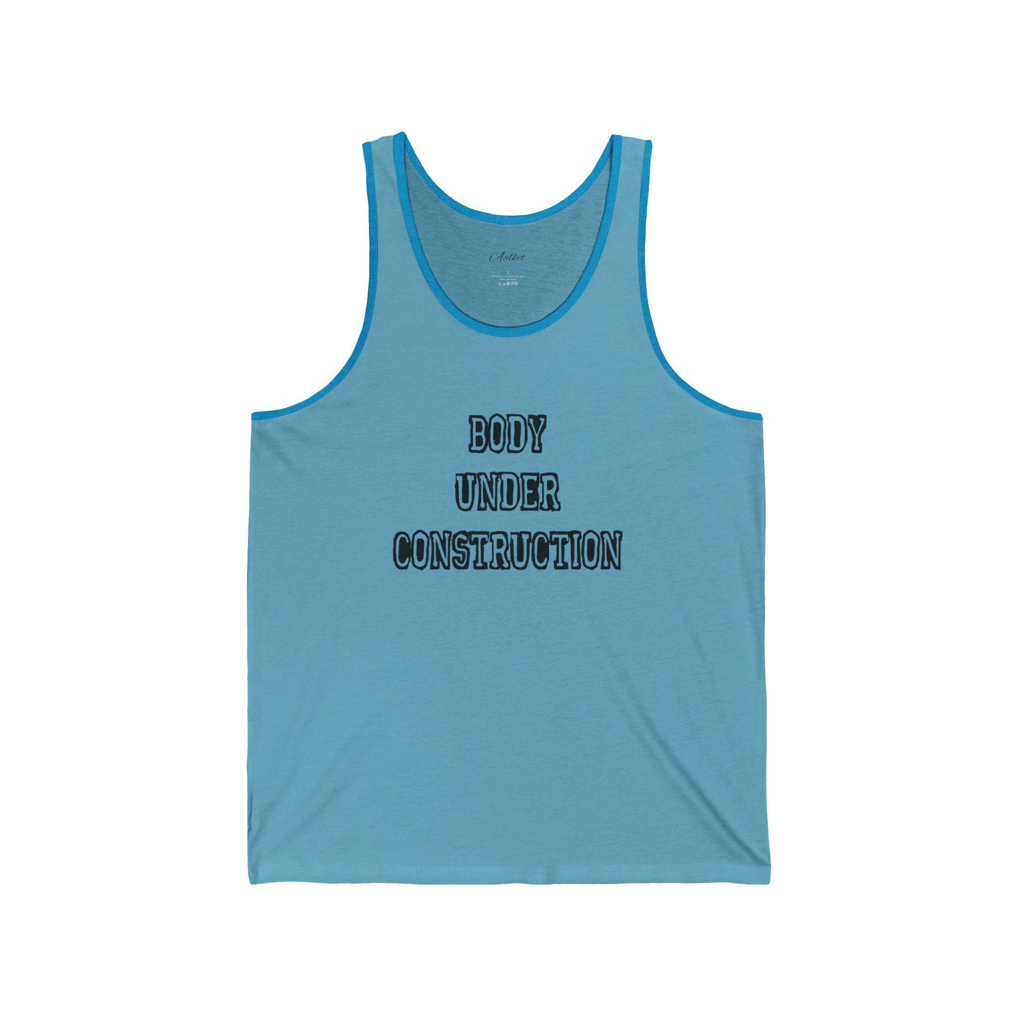 Body Under Construction Unisex Jersey Tank, Motivational Workout Shirt, Gym Tank Top, Fitness Apparel, Gift for Trainers, Summer Style - Thumbnail 7