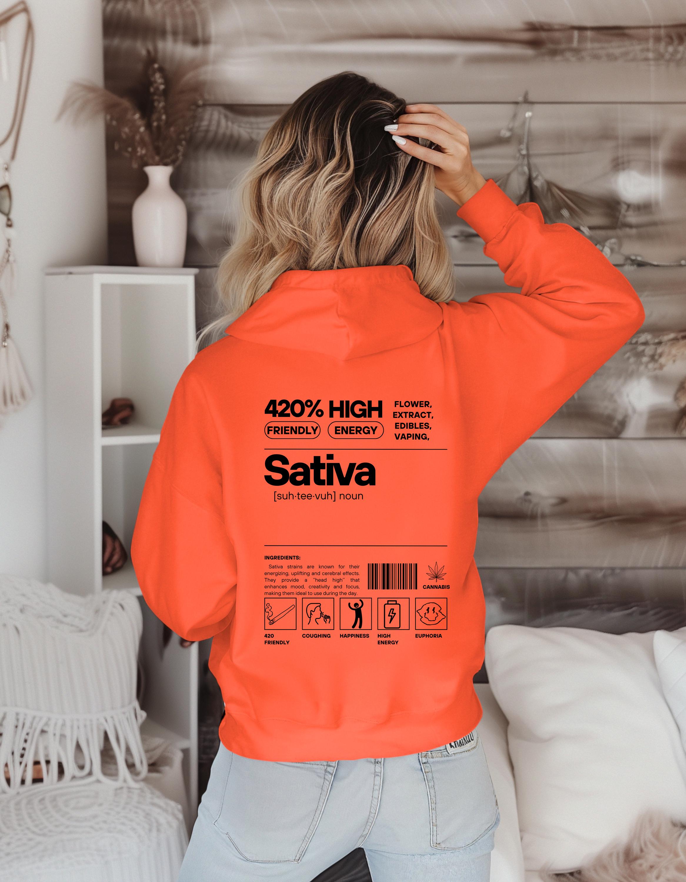 Sativa Hoodie | Gildan 18500 Heavy Blend | Weed Hoodie | Stoner Streetwear | Cannabis Pullover | 420 Gift | Unisex Marijuana Sweatshirt - Thumbnail 3
