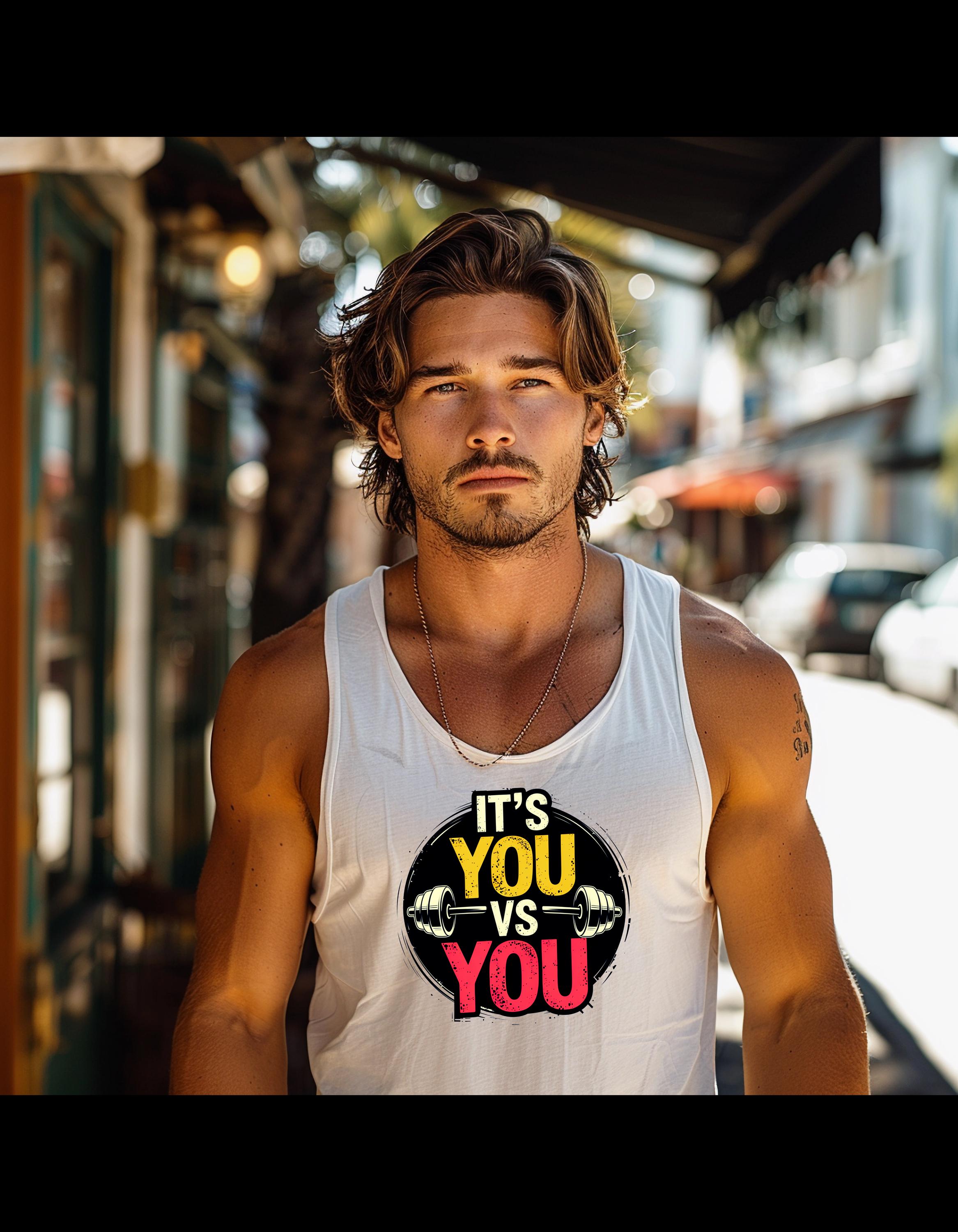 Motivational Fitness Tank Top | Gym Wear, Workout Apparel, Weightlifting Shirt, Activewear for Men & Women, It's You vs You - Thumbnail 4