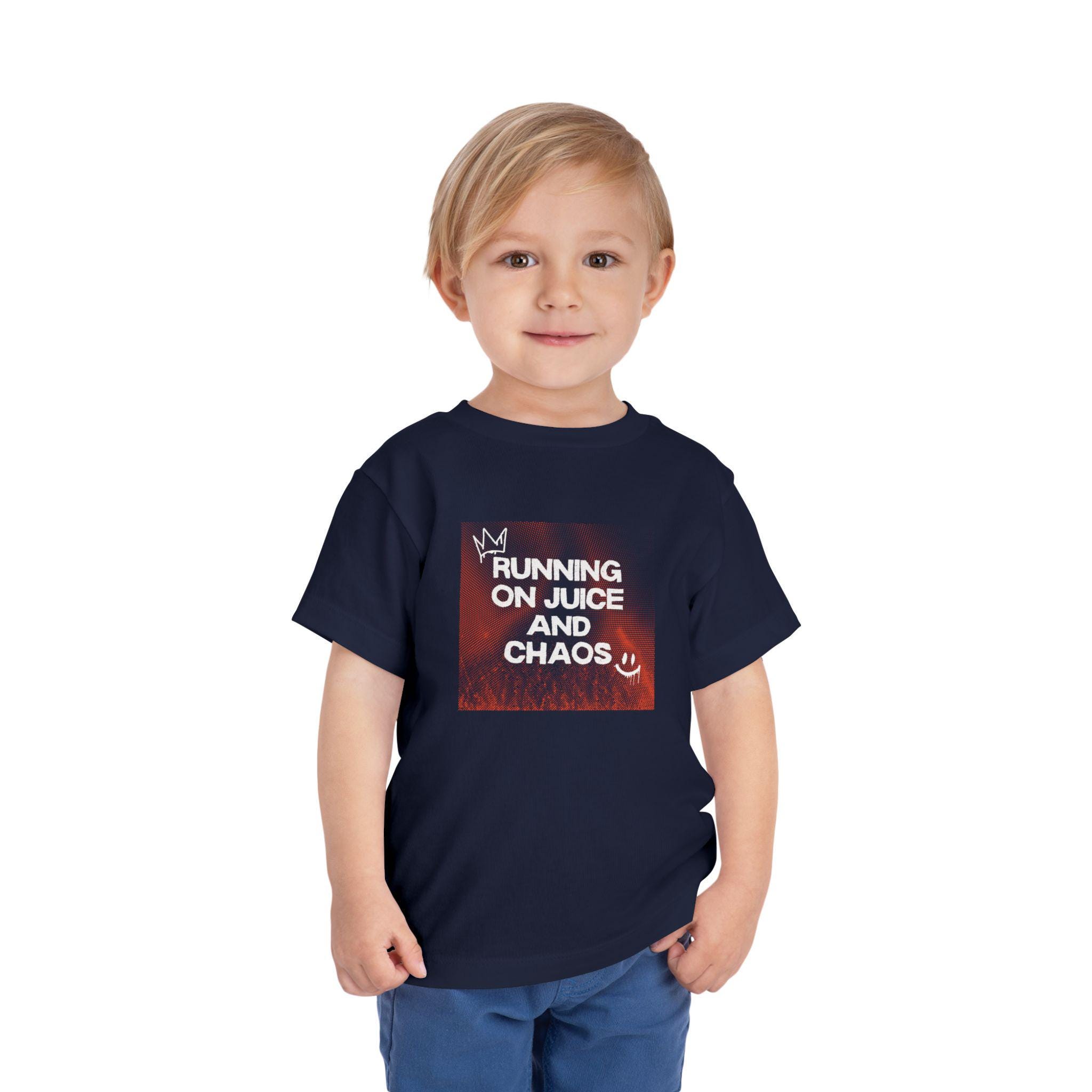 Toddler Graphic Tee, Running on Juice and Chaos Bella Canvas 3001T Shirt, Funny Toddler T-Shirt for Boys & Girls, Gift for Wild Toddlers - Thumbnail 4