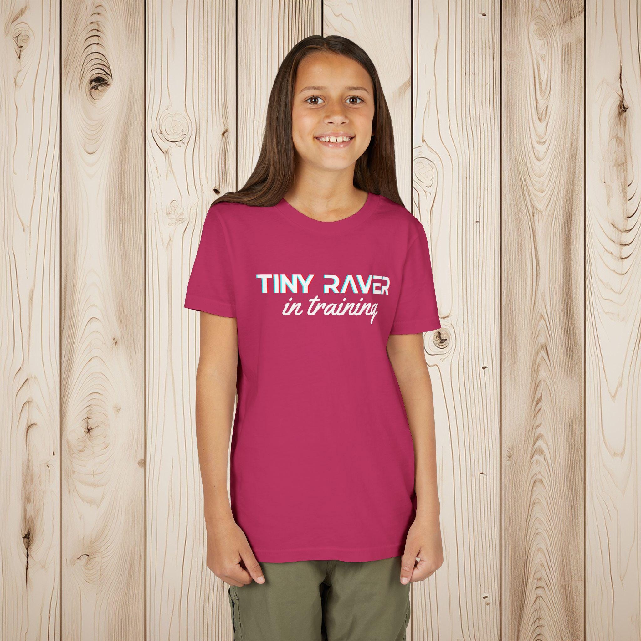 Tiny Raver in Training Youth T-Shirt, Bella Canvas 3001Y Kids Rave Shirt, Funny EDM Festival Clothing for Kids, Music Lover Outfit - Thumbnail 4