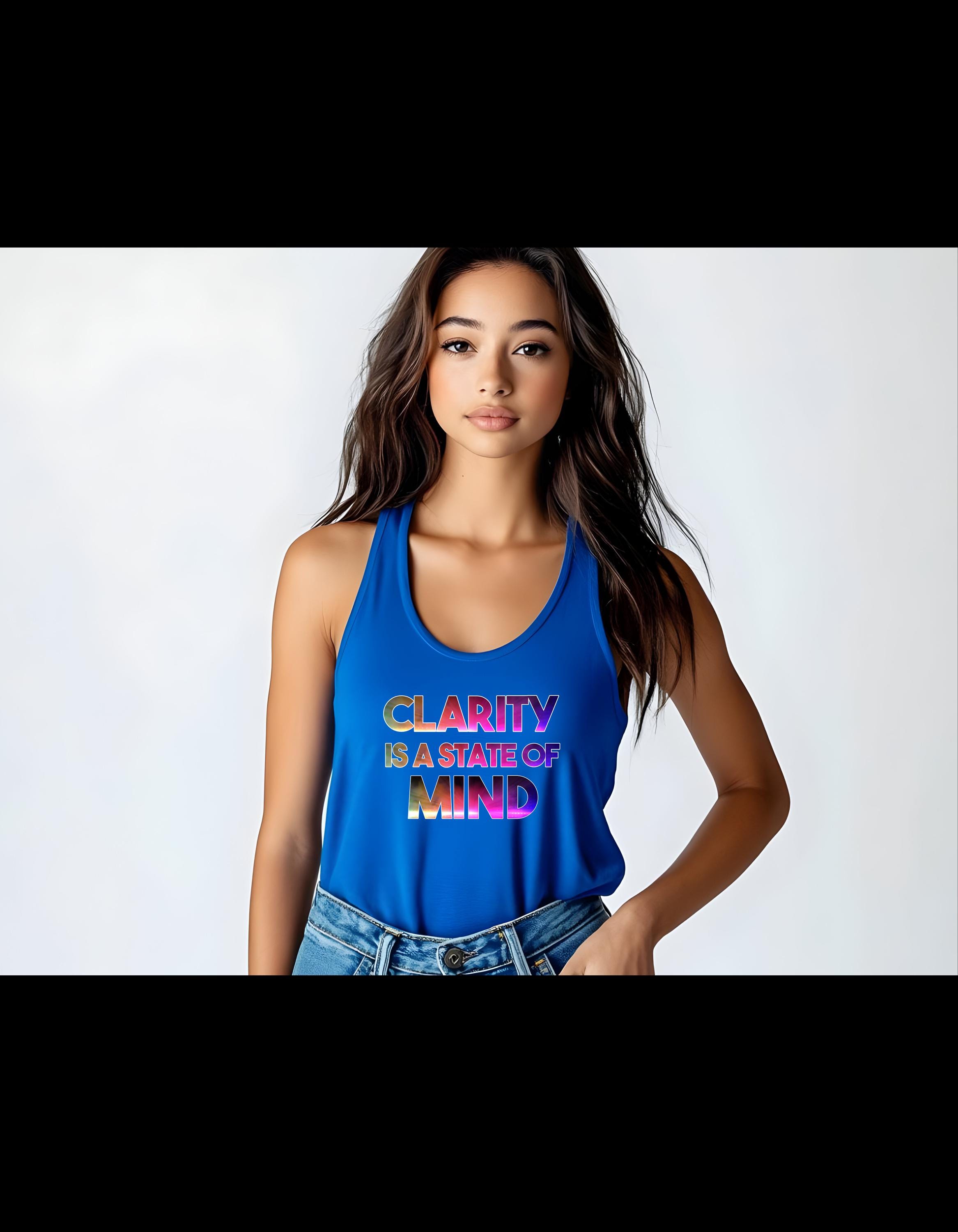Clarity Is a State of Mind Tank Top, Bella Canvas 3480, EDM Festival ShirT, Rave Quote Tee, Mindful Bass Girl Aesthetic - Thumbnail 4