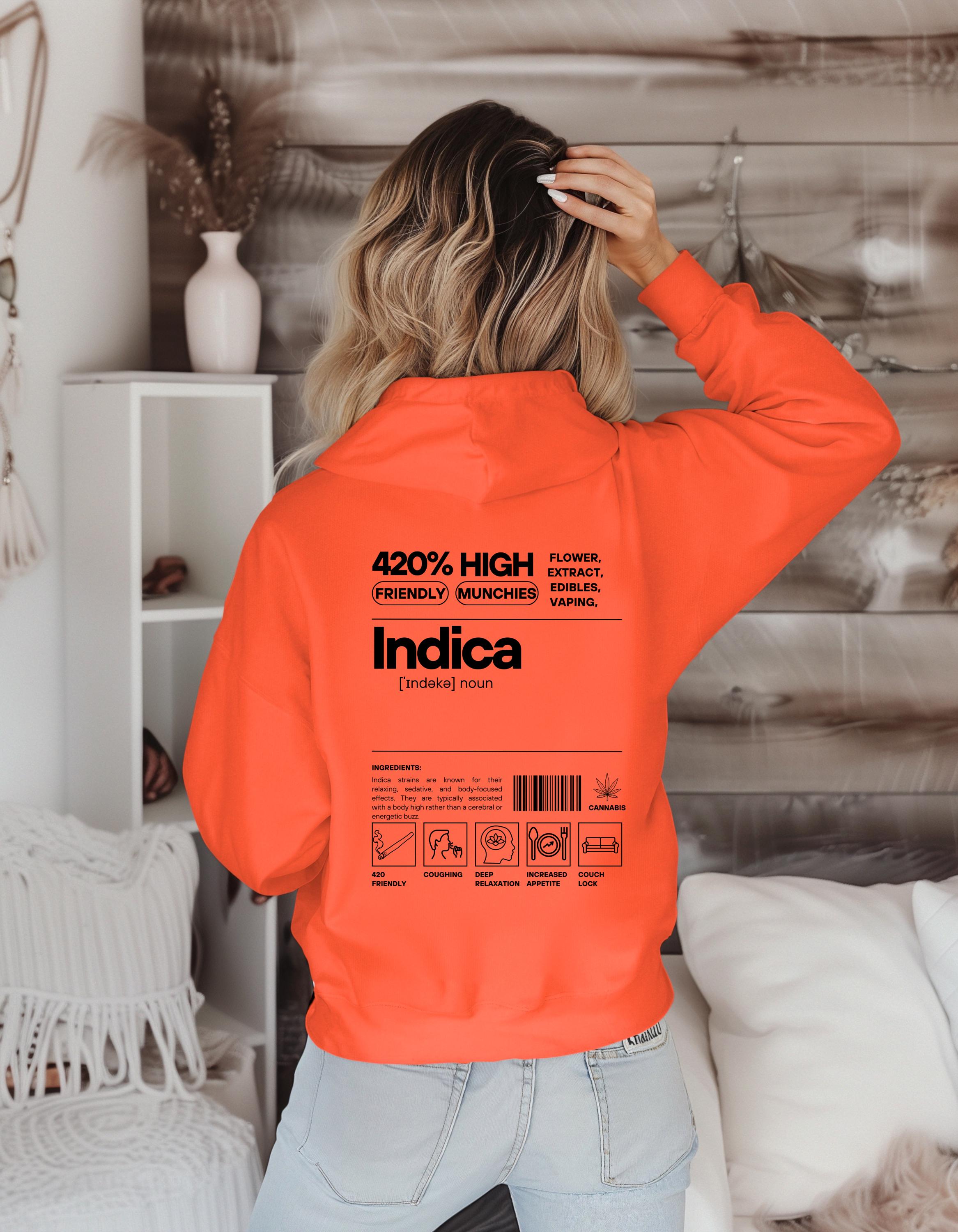 Indica Hoodie Chill Vibes Cannabis Sweatshirt | Gildan 18500 Weed Pullover | Marijuana Stoner Gift 420 Relaxed Outfit - Thumbnail 7