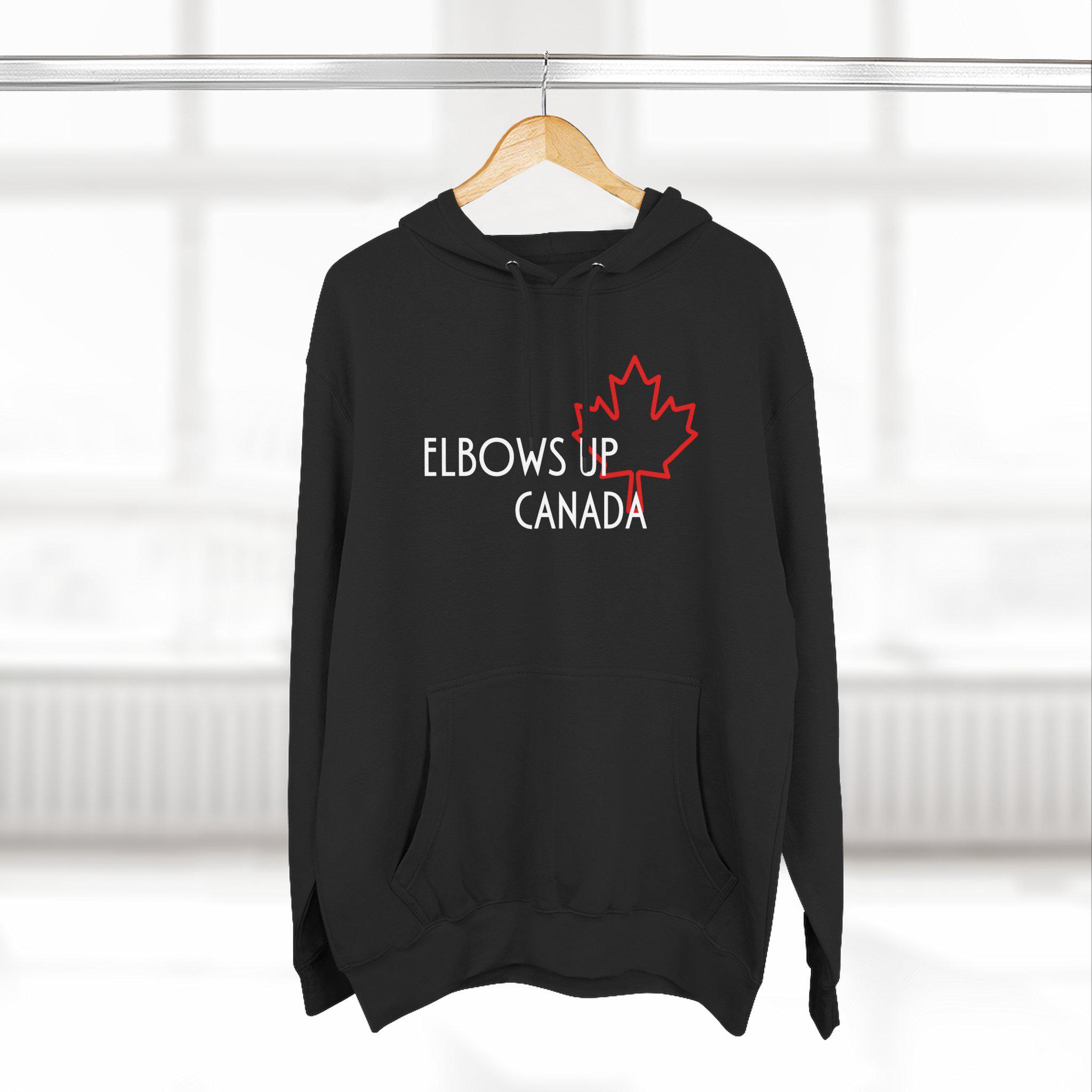 Elbows Up Canada Fleece Hoodie, Cozy Sweatshirt, Great for Canada Day, Gift for Canadians, Travel Hoodie, Thanksgiving Apparel - Thumbnail 6