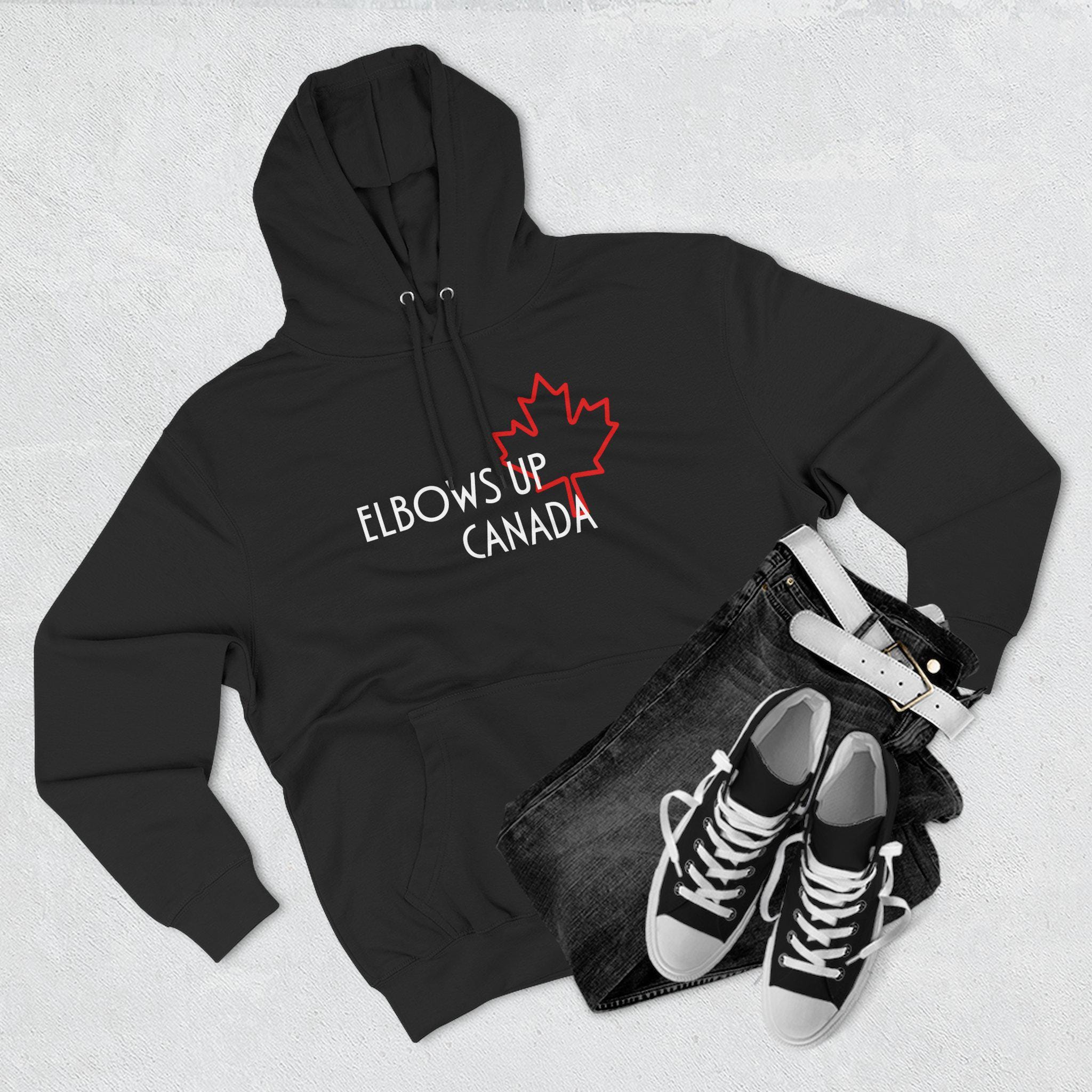 Elbows Up Canada Fleece Hoodie, Cozy Sweatshirt, Great for Canada Day, Gift for Canadians, Travel Hoodie, Thanksgiving Apparel - Thumbnail 5