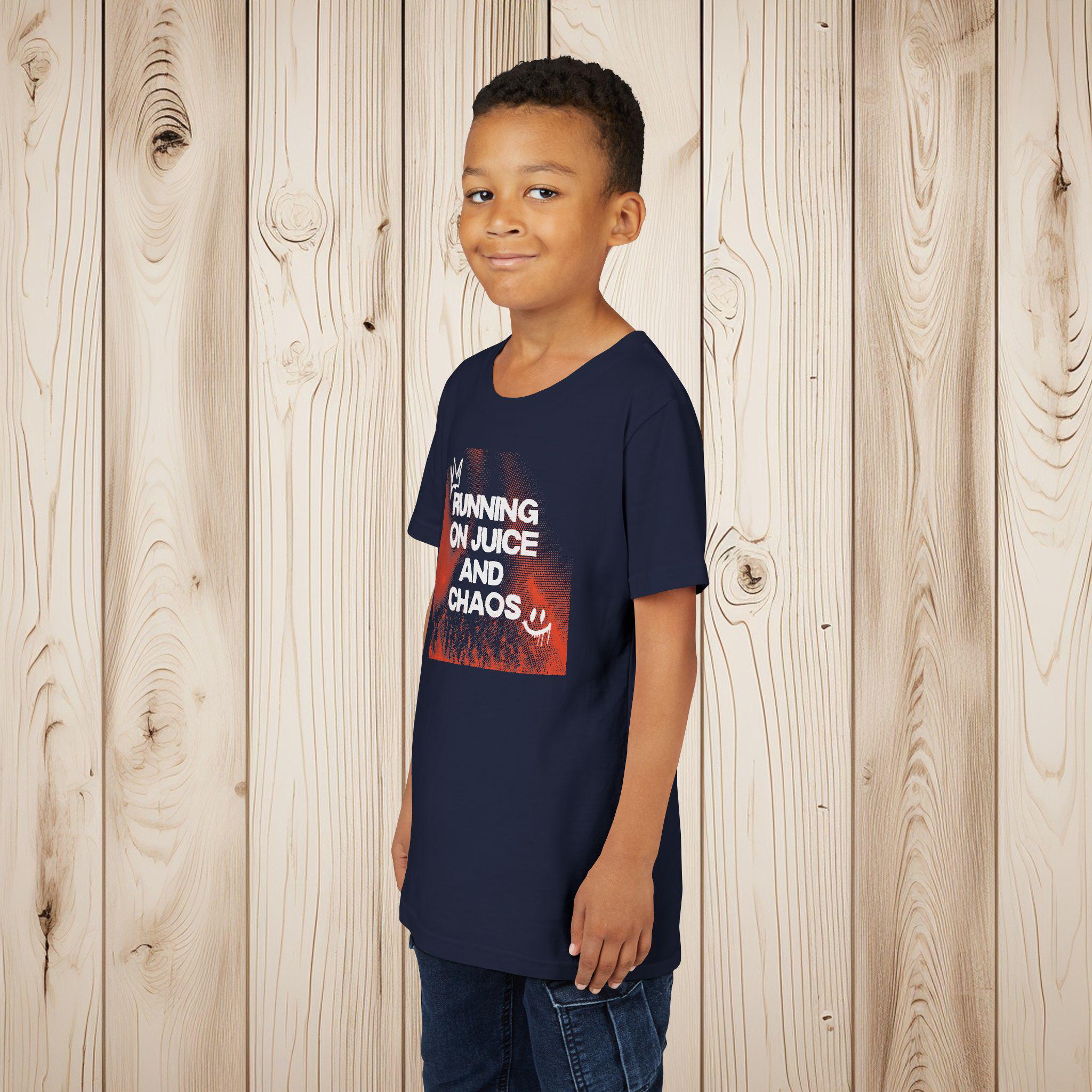 Running on Juice and Chaos Youth T-Shirt, Bella Canvas 3001Y Kids Tee, High Energy Kid Shirt, Soft Cotton Graphic Tee, Toddler & Youth Sizes - Thumbnail 7