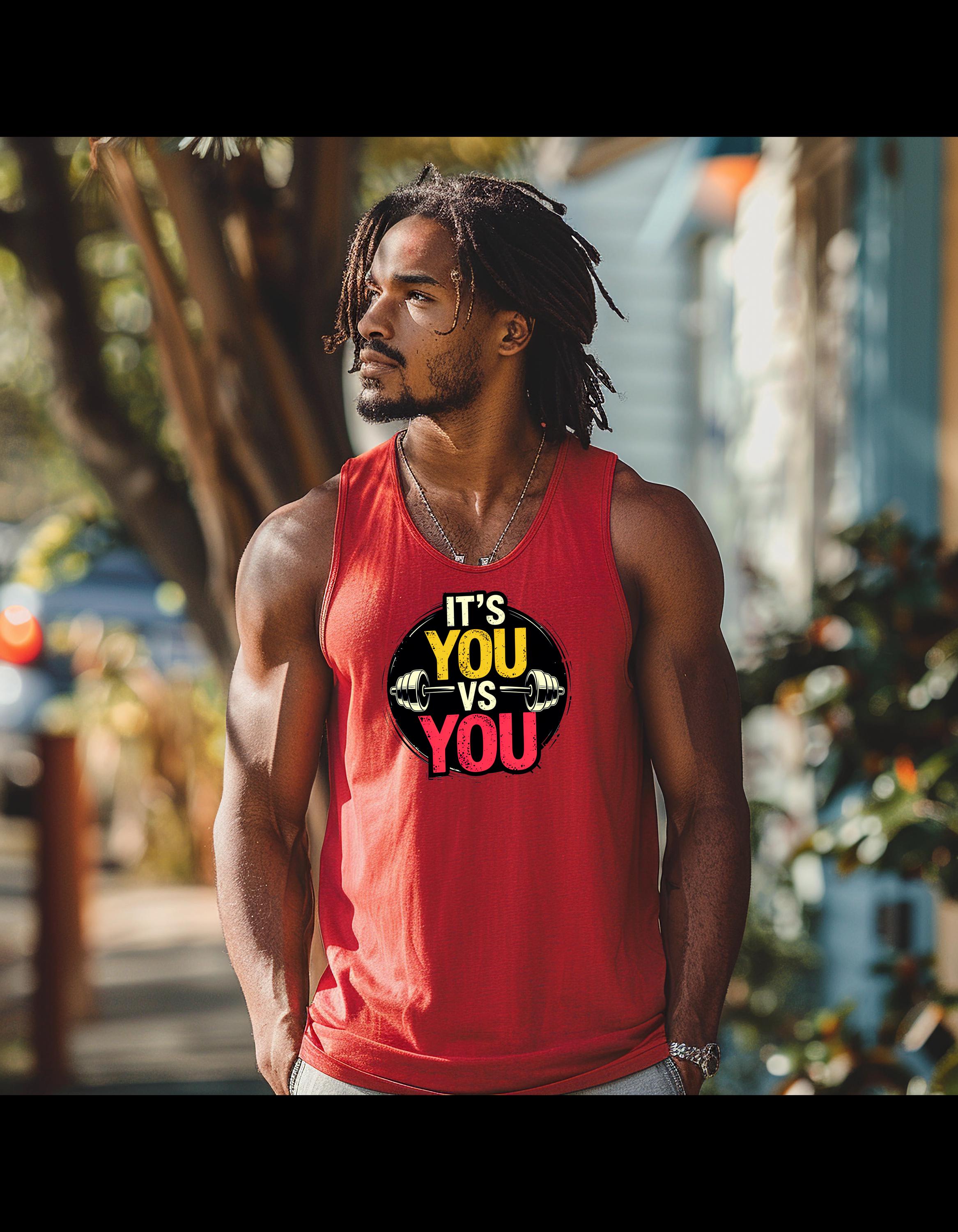 Motivational Fitness Tank Top | Gym Wear, Workout Apparel, Weightlifting Shirt, Activewear for Men & Women, It's You vs You - Thumbnail 5