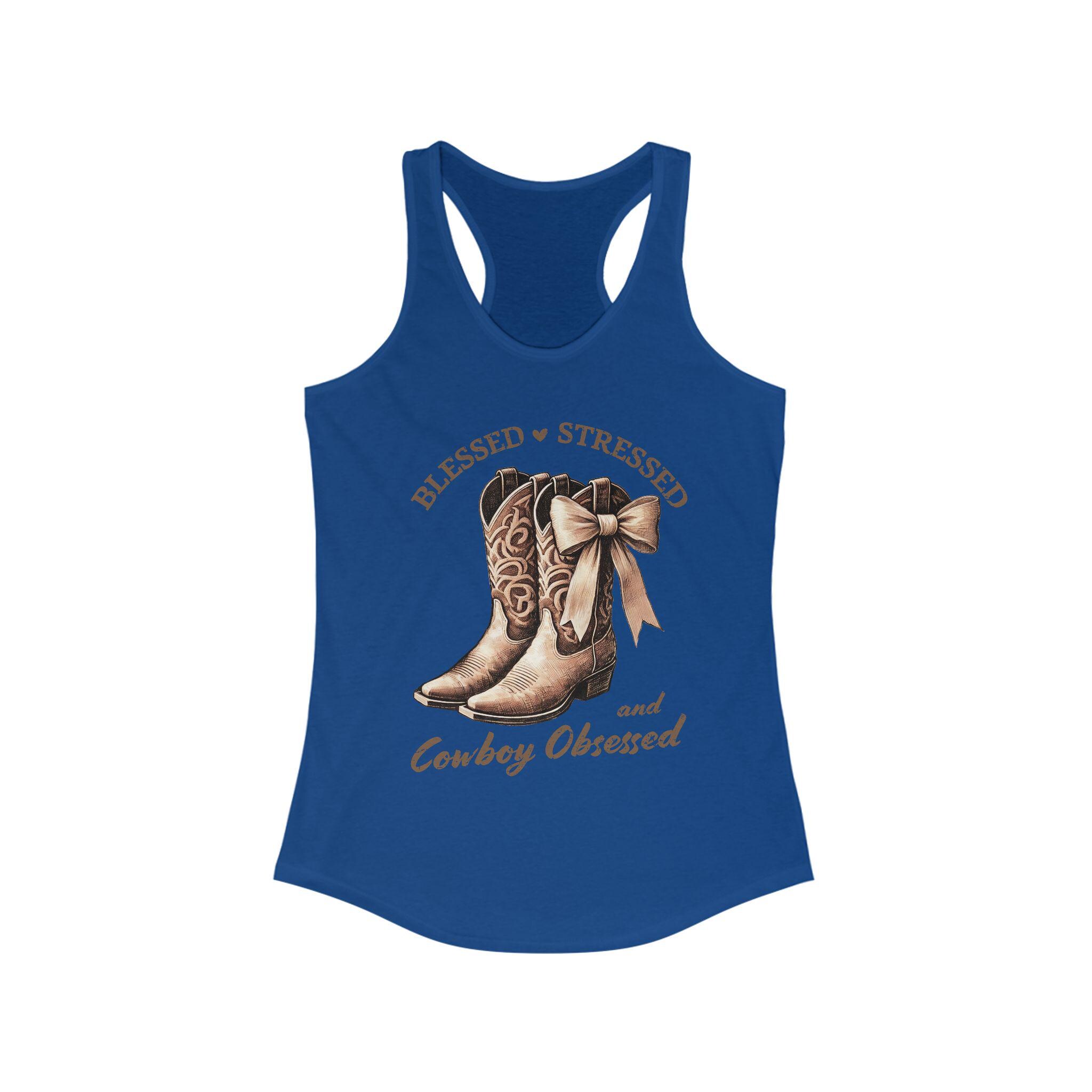 Cowgirl Tank Top Stressed Blessed Cowboy Obsessed Western Graphic Racerback Country Girl Rodeo Summer Shirt - Thumbnail 6