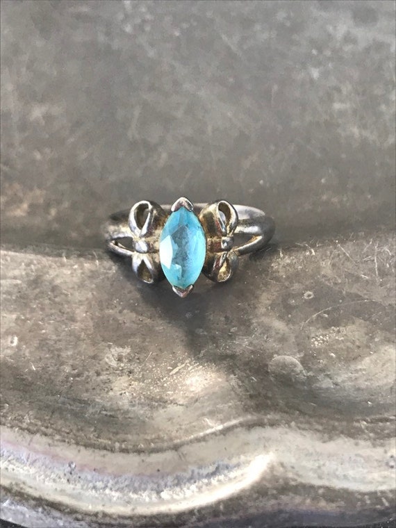 Sterling Silver Blue Topaz Bow Ring | Etsy