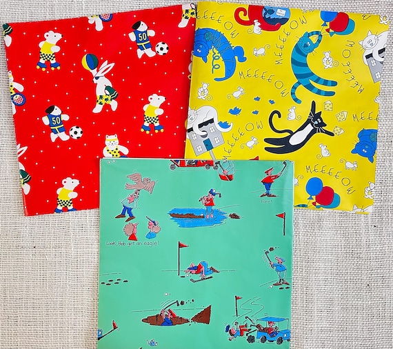 Vintage Wrapping Paper - Cat Lovers, Kids Sports, Golfers Gift Wrap Sheets by Gibson